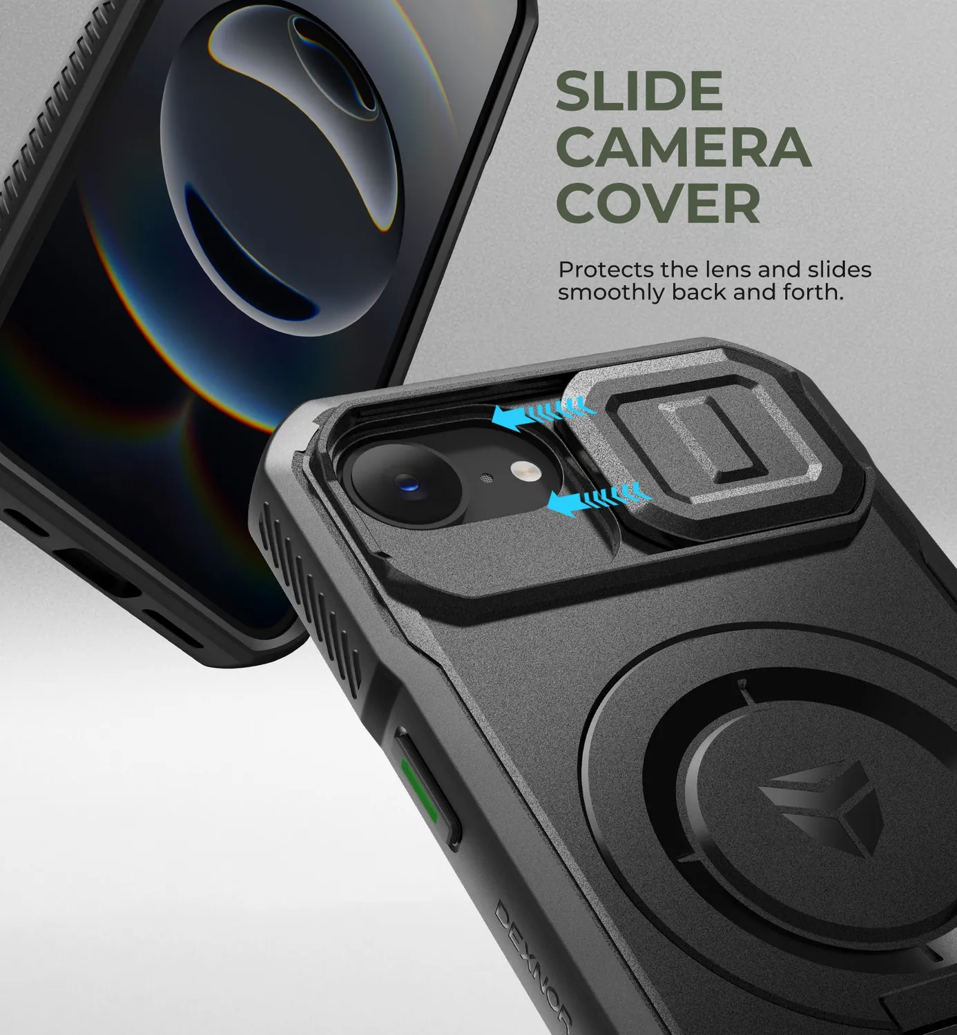Dexnor iPhone 17e cover nera MagSafe copri-fotocamera