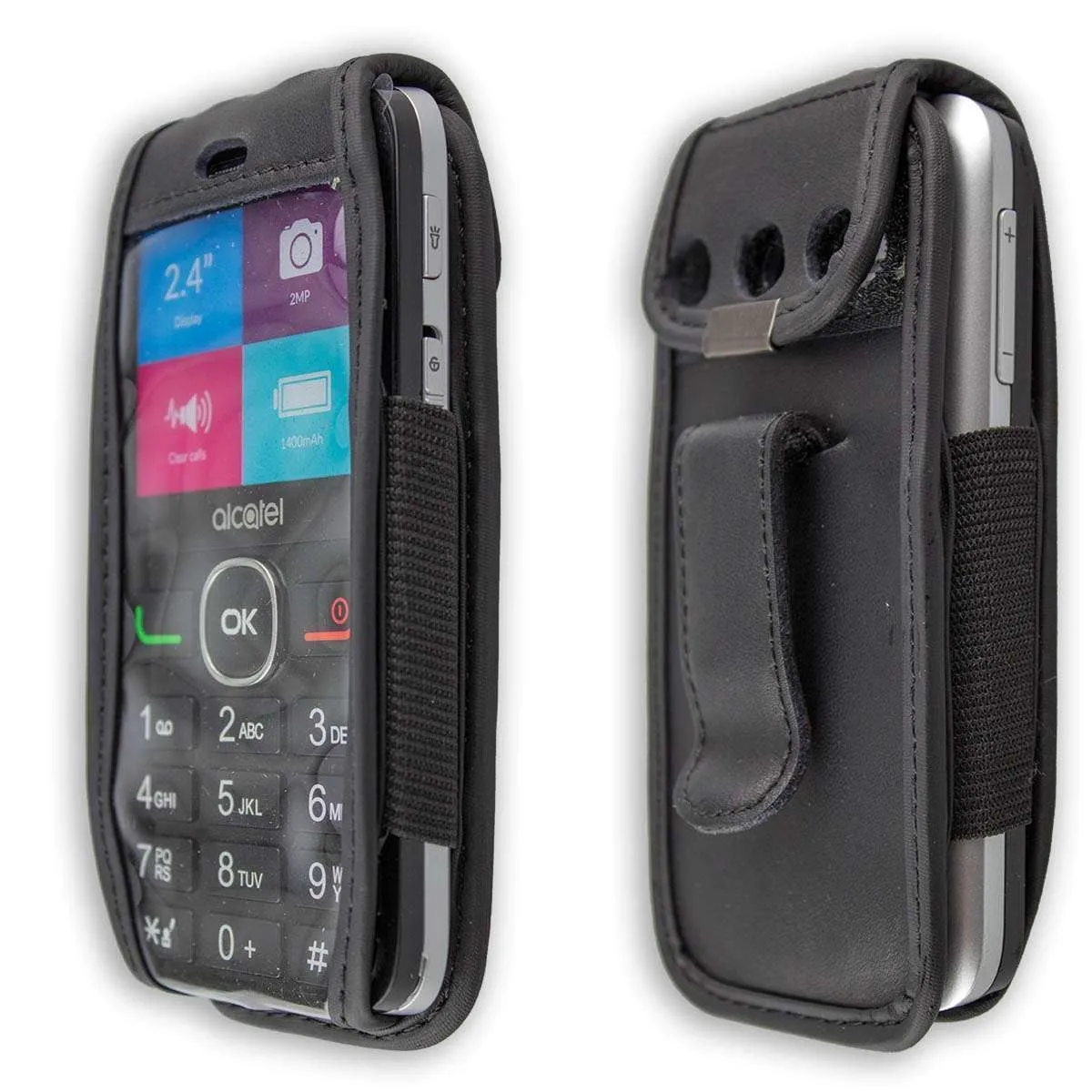 caseroxx Alcatel 2008G fodero pelle nero cintura