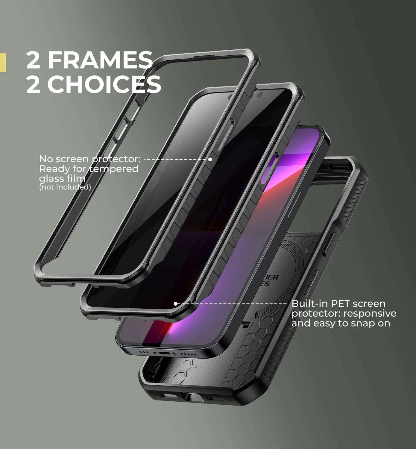 Dexnor iPhone 13 Pro 6,1 cover nera privacy stand
