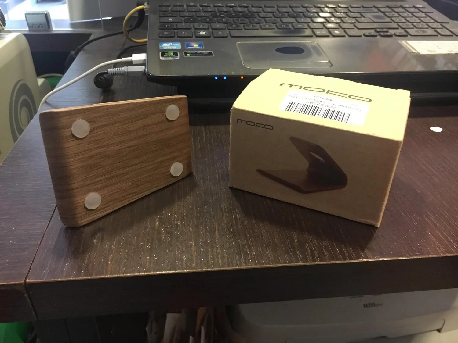 MoKo Supporto Legno Noce Telefono da Tavolo