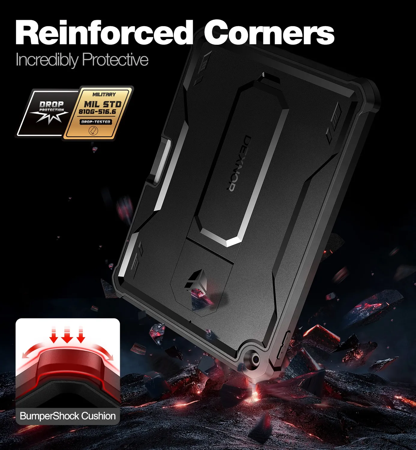 Dexnor cover iPad 9.7 2017 nera con pellicola e stand