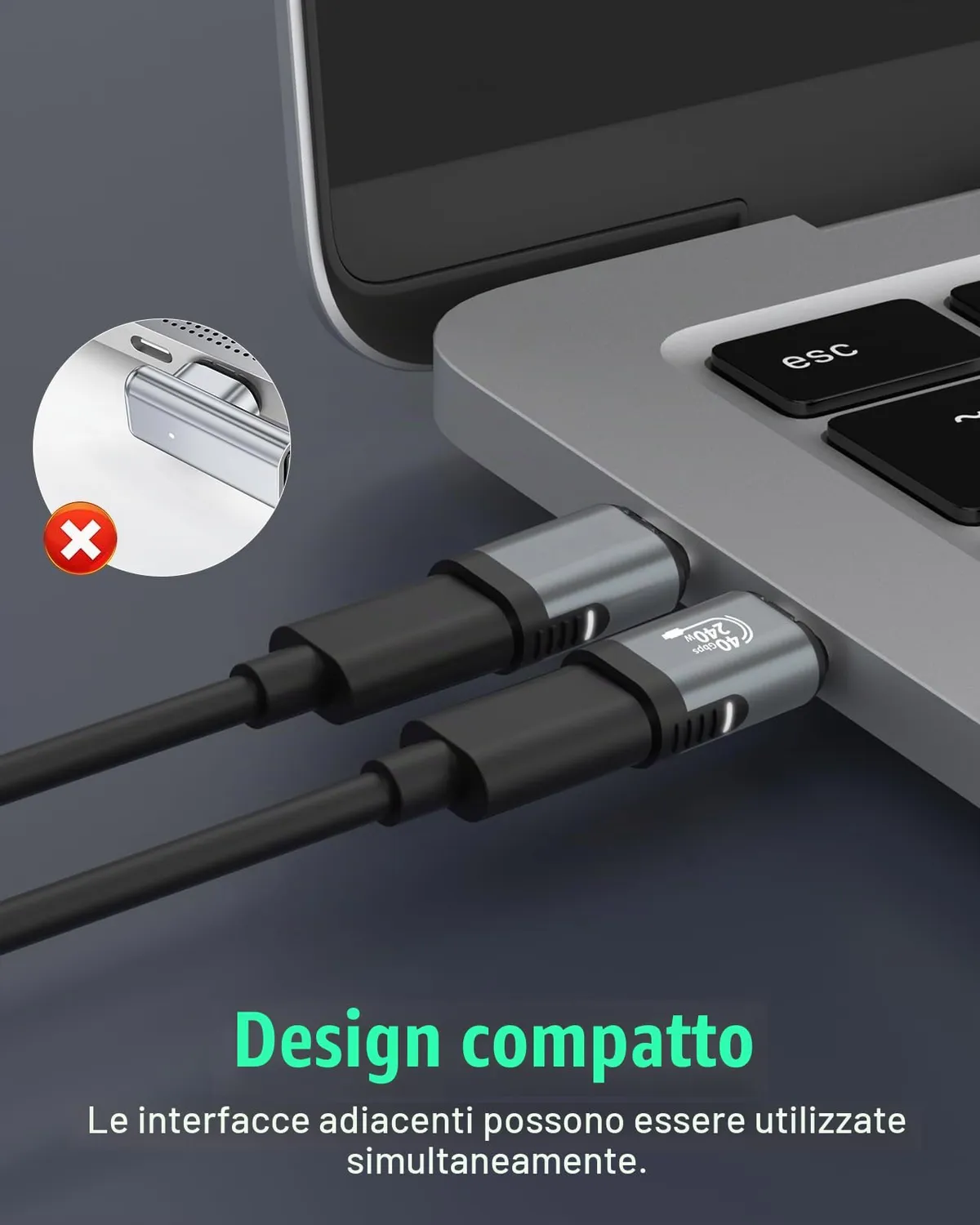 MoKo adattatore USB C magnetico 240W 2 pezzi 40Gbps
