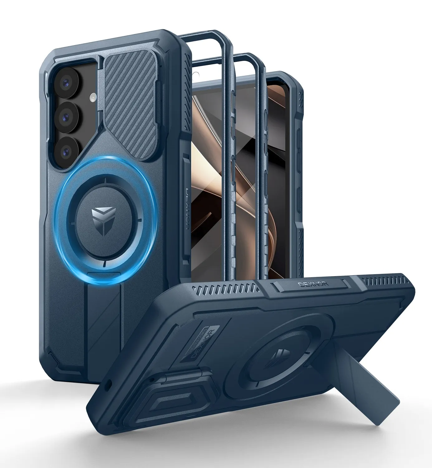 Dexnor Galaxy S25 cover nera antiurto con stand
