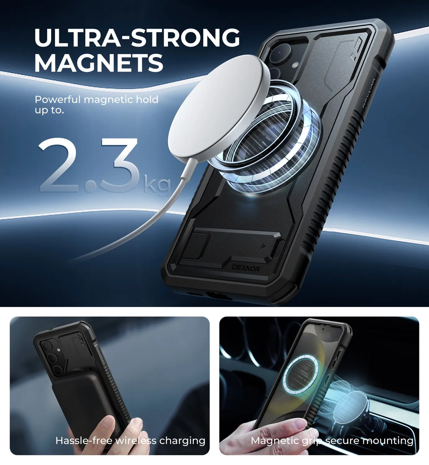 Dexnor Galaxy S24 Plus cover nera MagSafe con stand