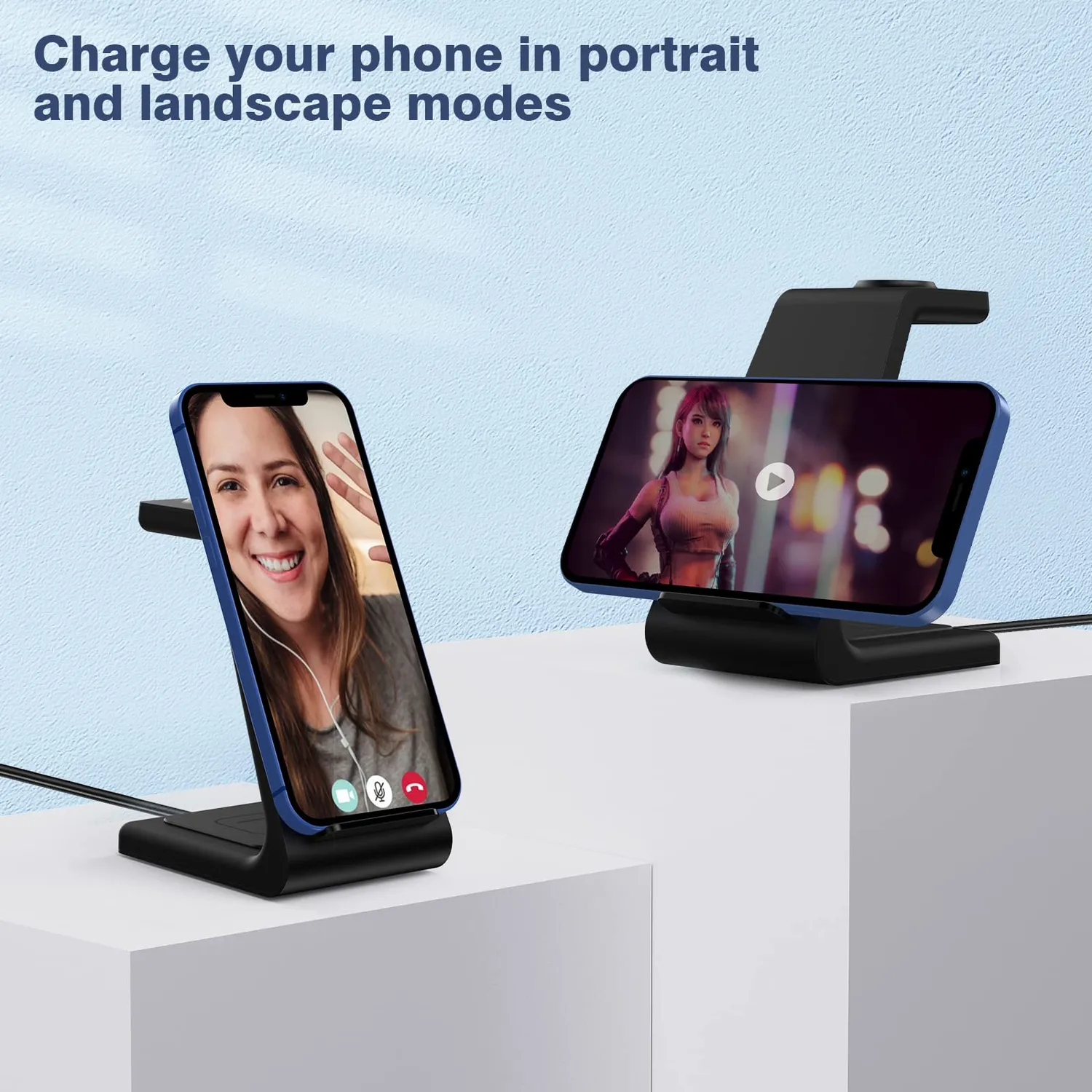 MoKo Stazione Ricarica Wireless 3 in 1 Qi Rapida con Adattatore