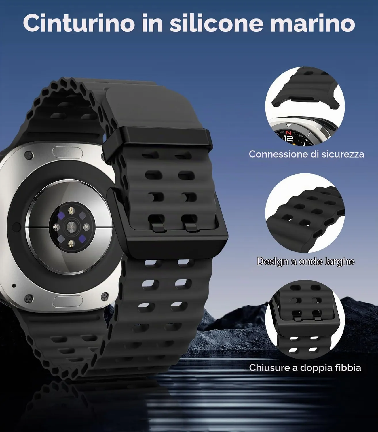 MoKo Sportivo Galaxy Watch Ultra 47mm cinturino nero silicone