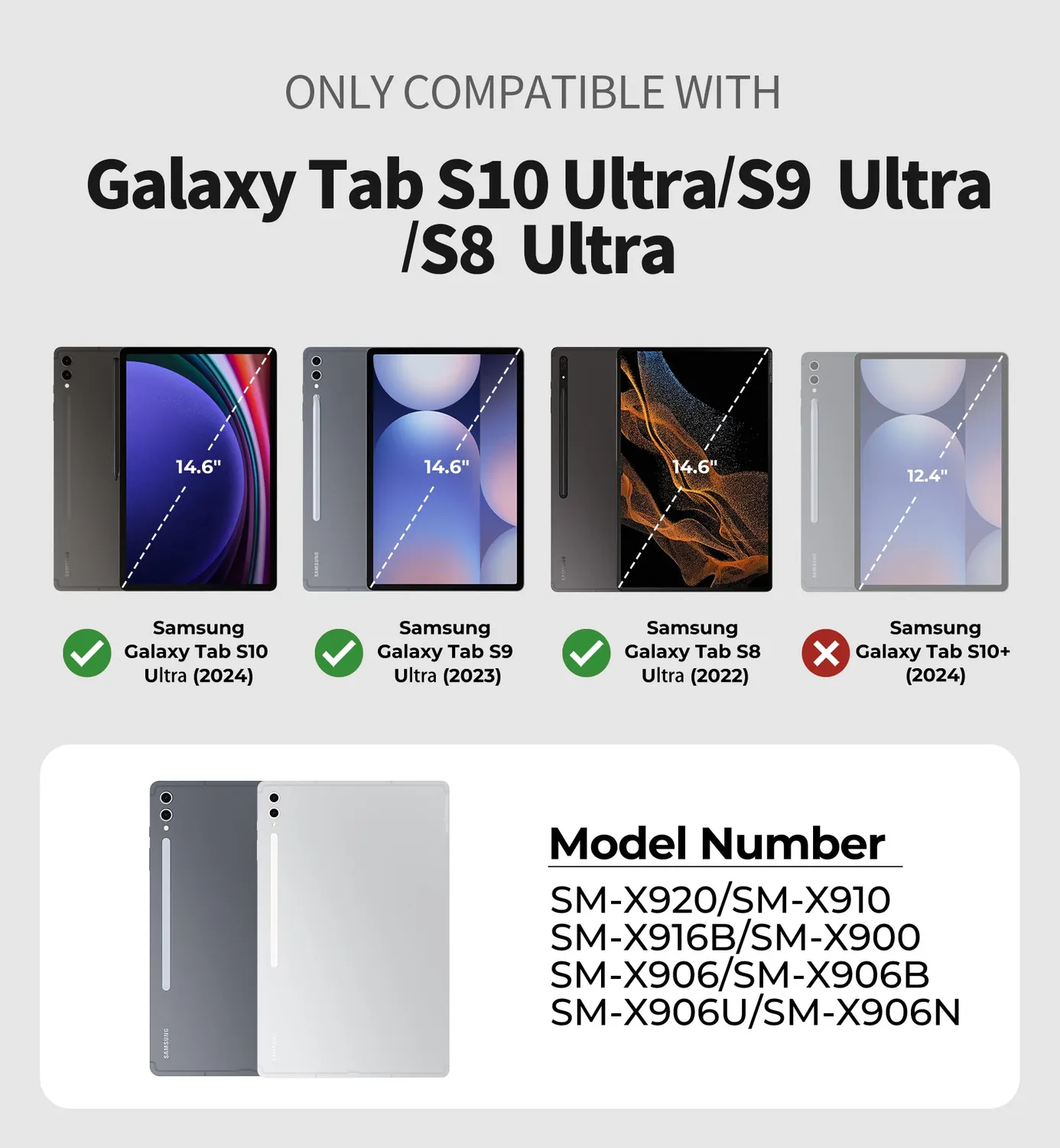 Dexnor Galaxy Tab S8 Ultra custodia nera 14,6
