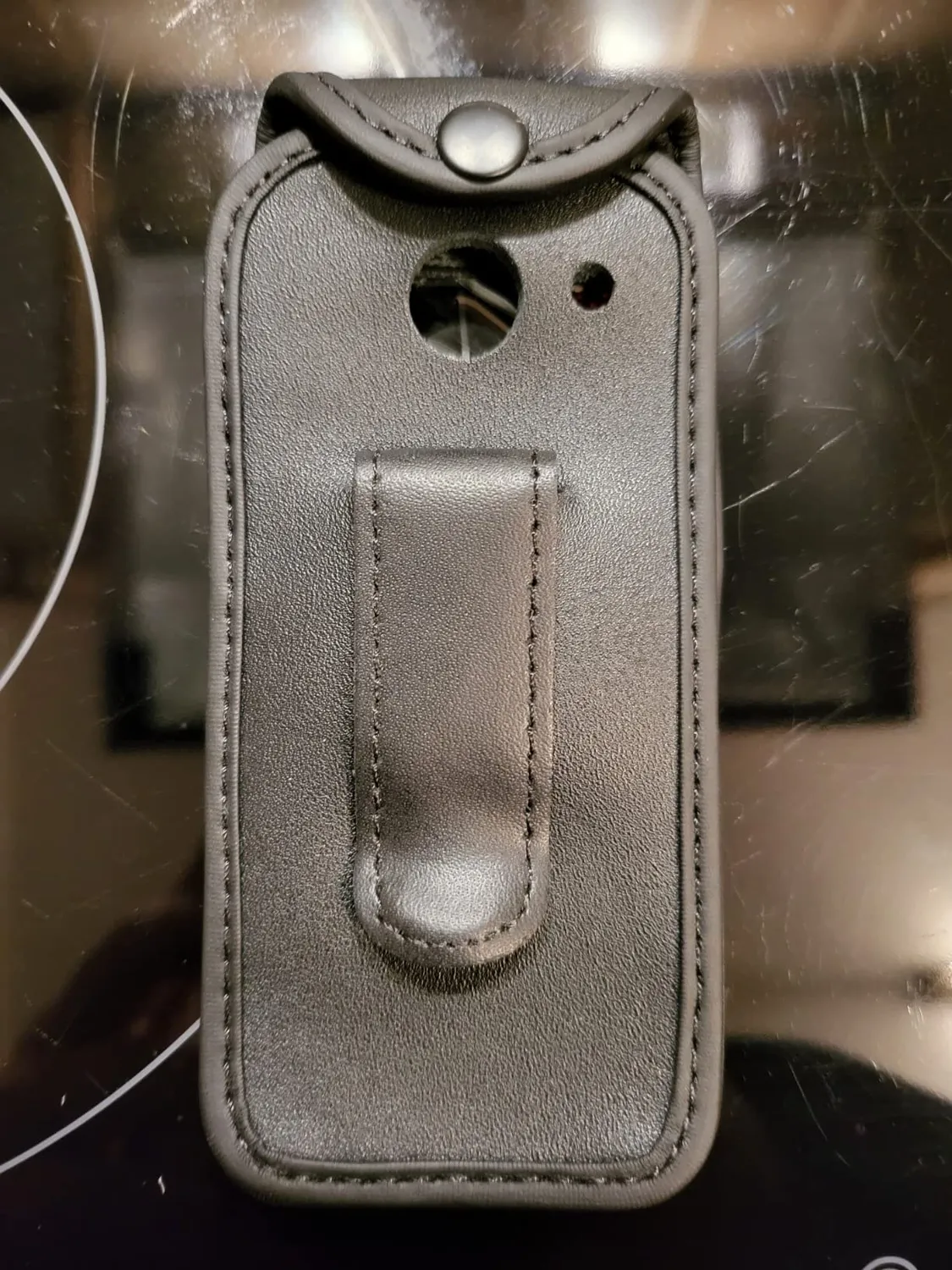 caseroxx Pure V25 fondina pelle vera nera clip cintura finestra