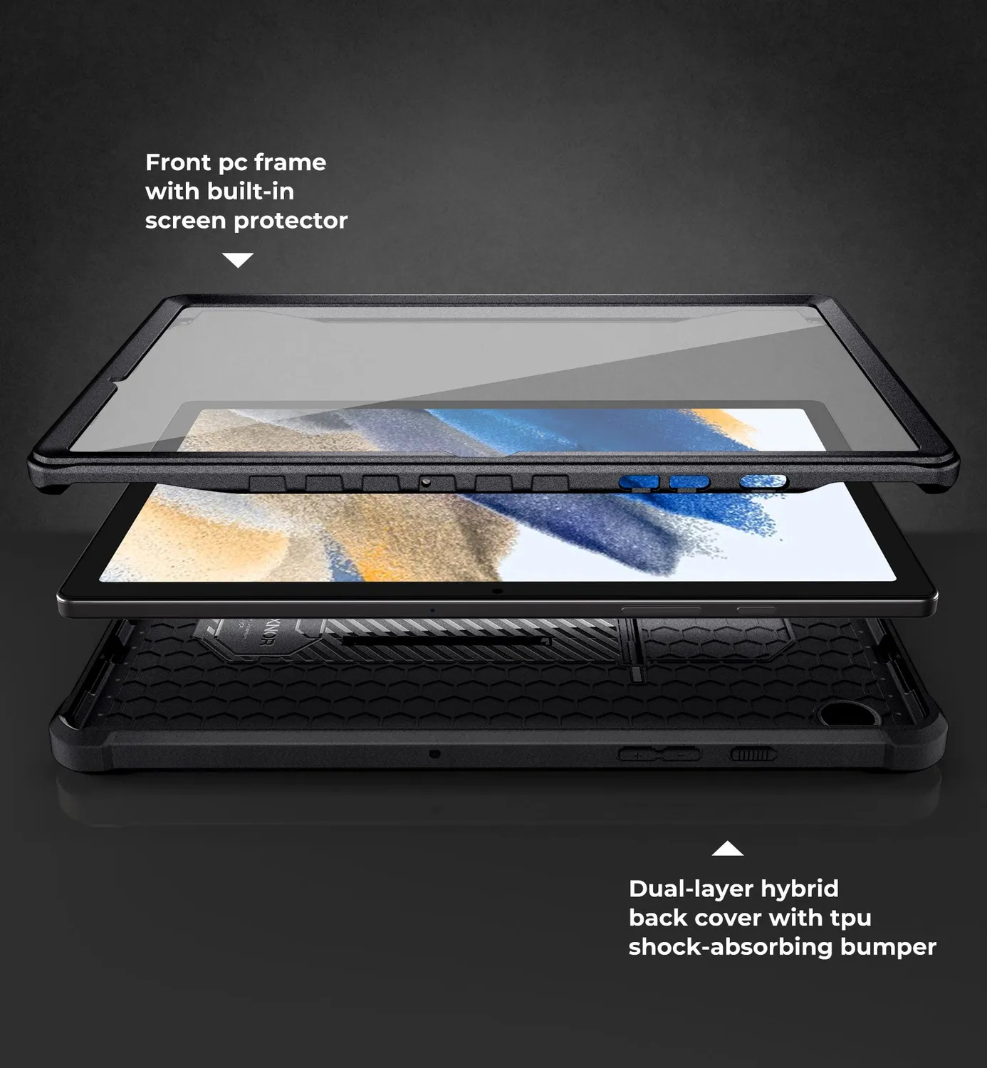 Dexnor Galaxy Tab A8 cover tablet nero antiurto