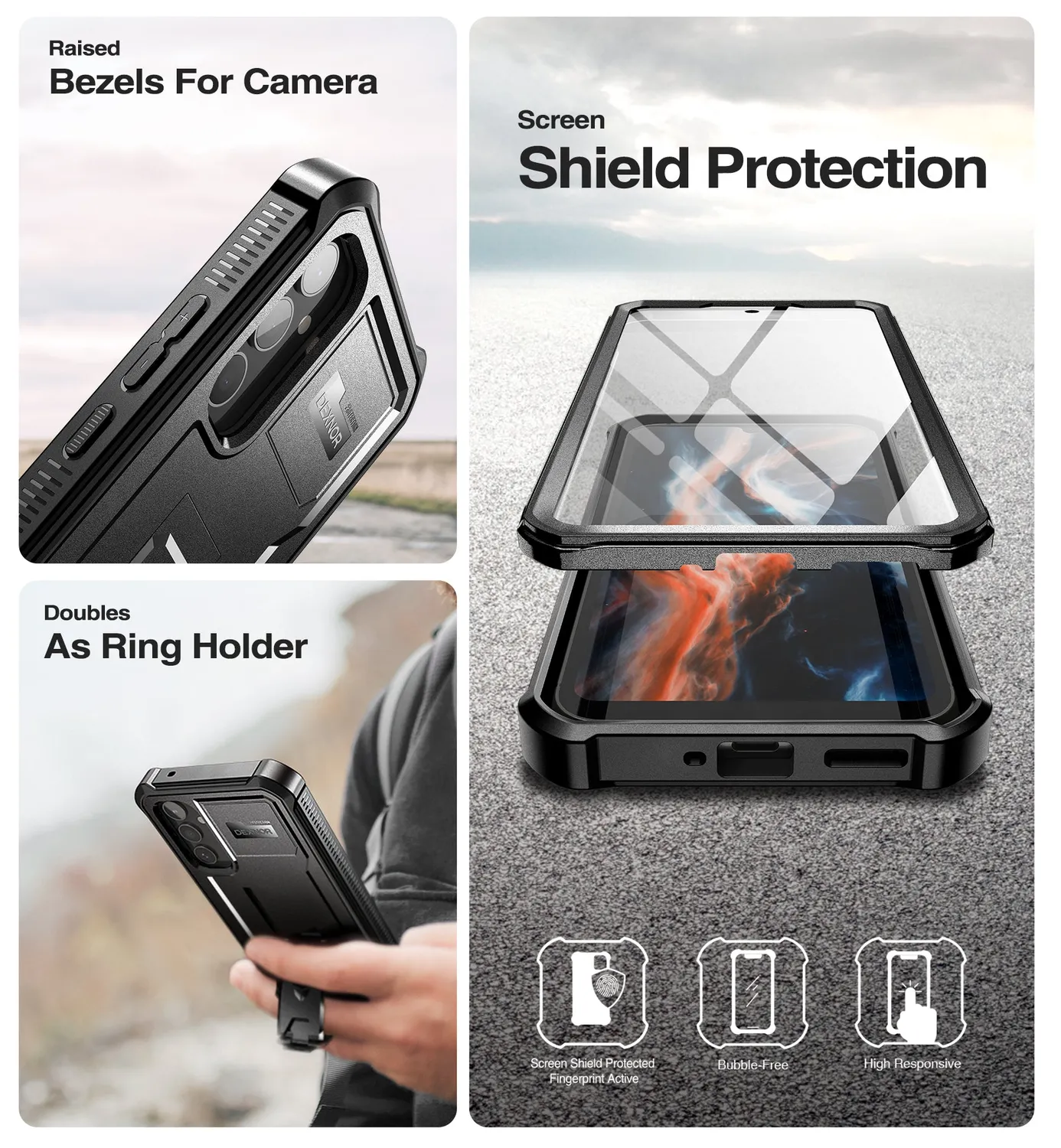 Dexnor Galaxy A34 5G cover nera kickstand vetri