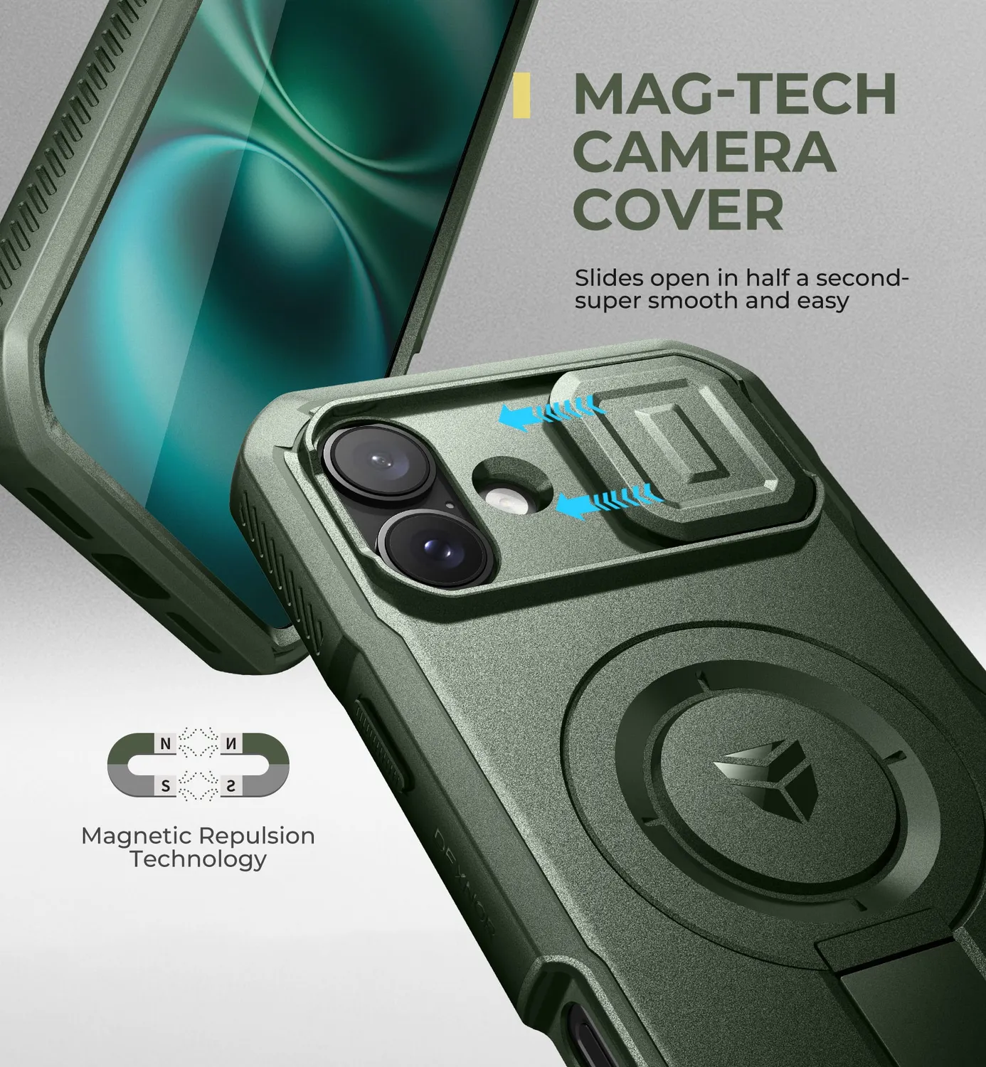 Dexnor iPhone 16 Plus Cover Verde MagSafe Antiurto