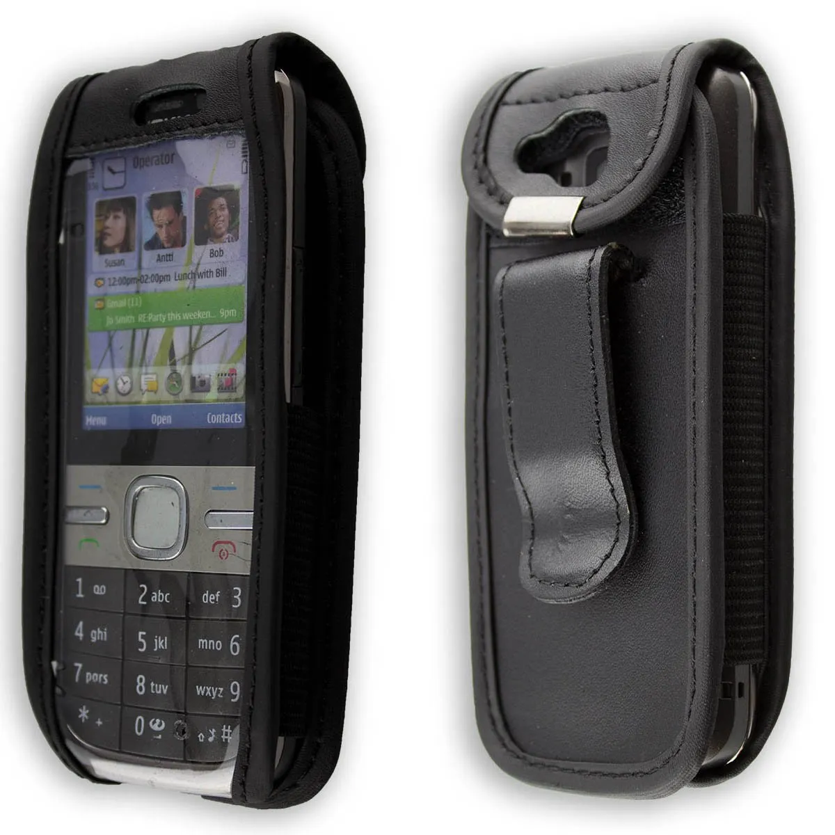 caseroxx Borsello Pelle Nokia C5-00 Nero con Clip Cintura