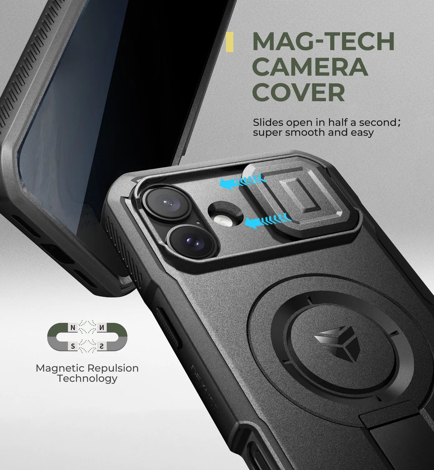 Dexnor cover iPhone 16 Plus privacy nera magnetica