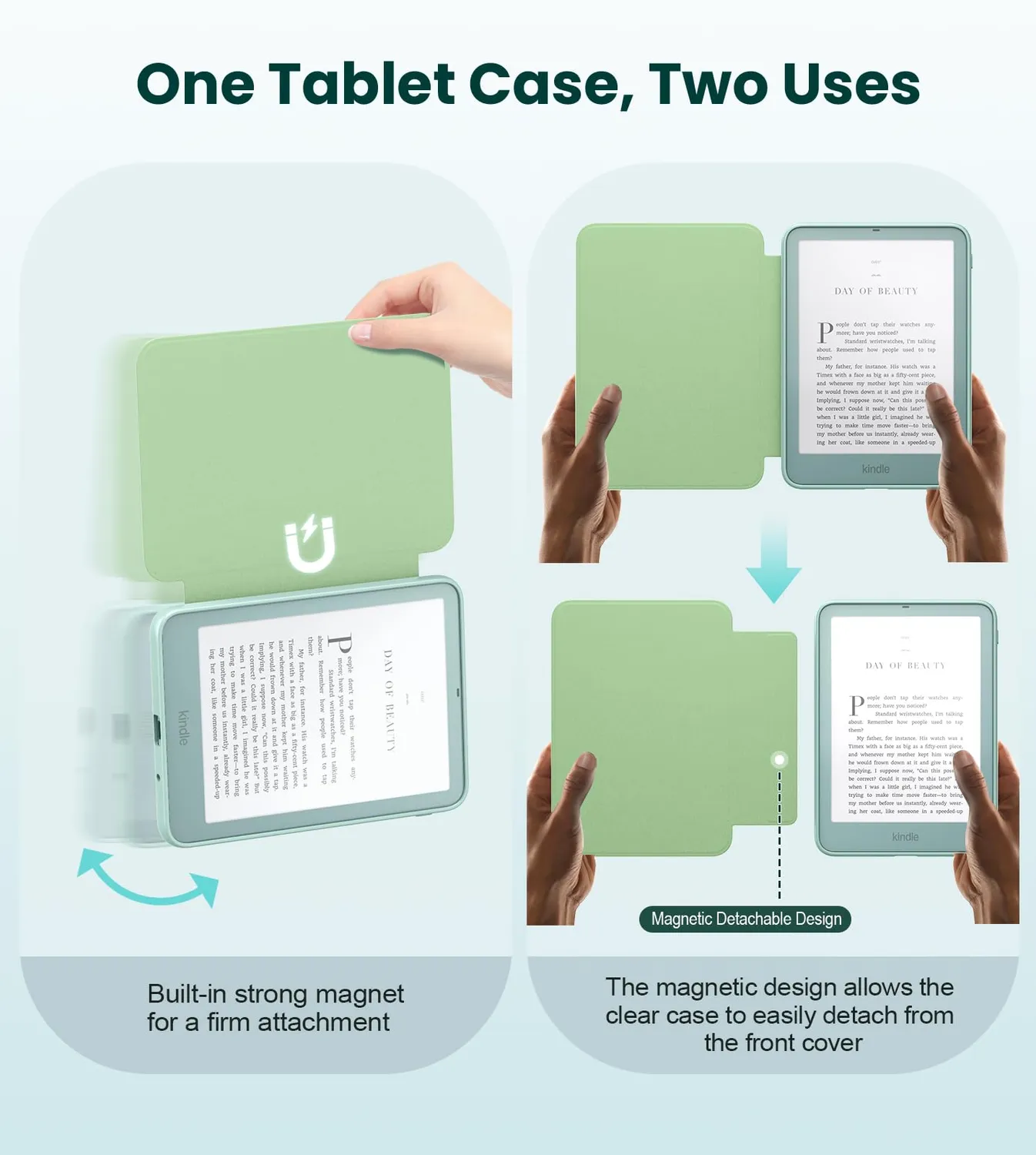 MoKo Kindle 6 12a Gen 2026 Custodia Magnetica Verde Agave