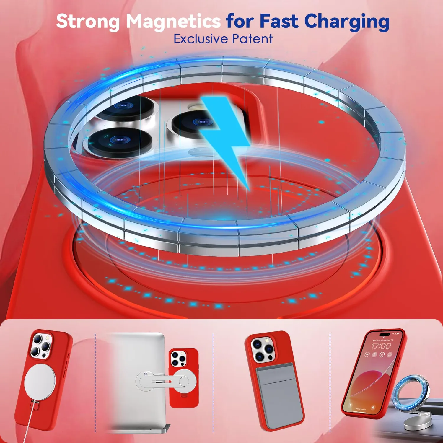 CloudValley iPhone 15 Pro Cover Silicone Rossa MagSafe