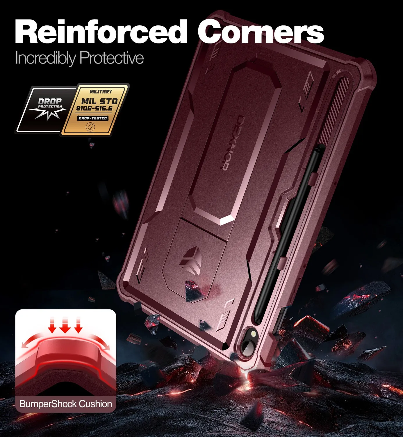 Dexnor Galaxy Tab S9 11" custodia rossa rugged