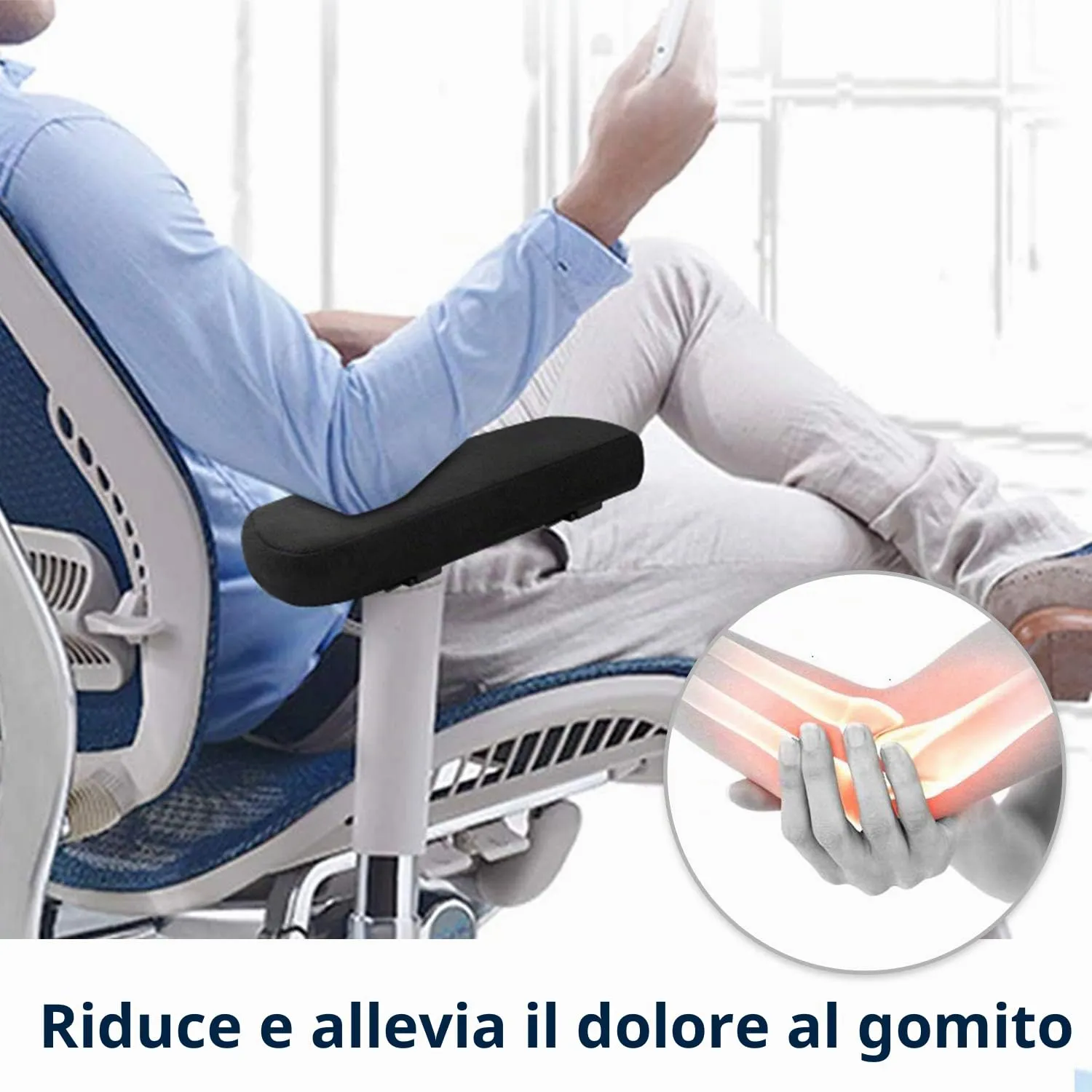 MoKo copribraccioli sedia ufficio neri 2 pezzi memory