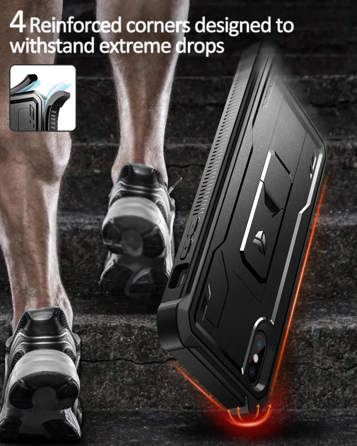 Dexnor iPhone X/XS cover rugged nera antiurto