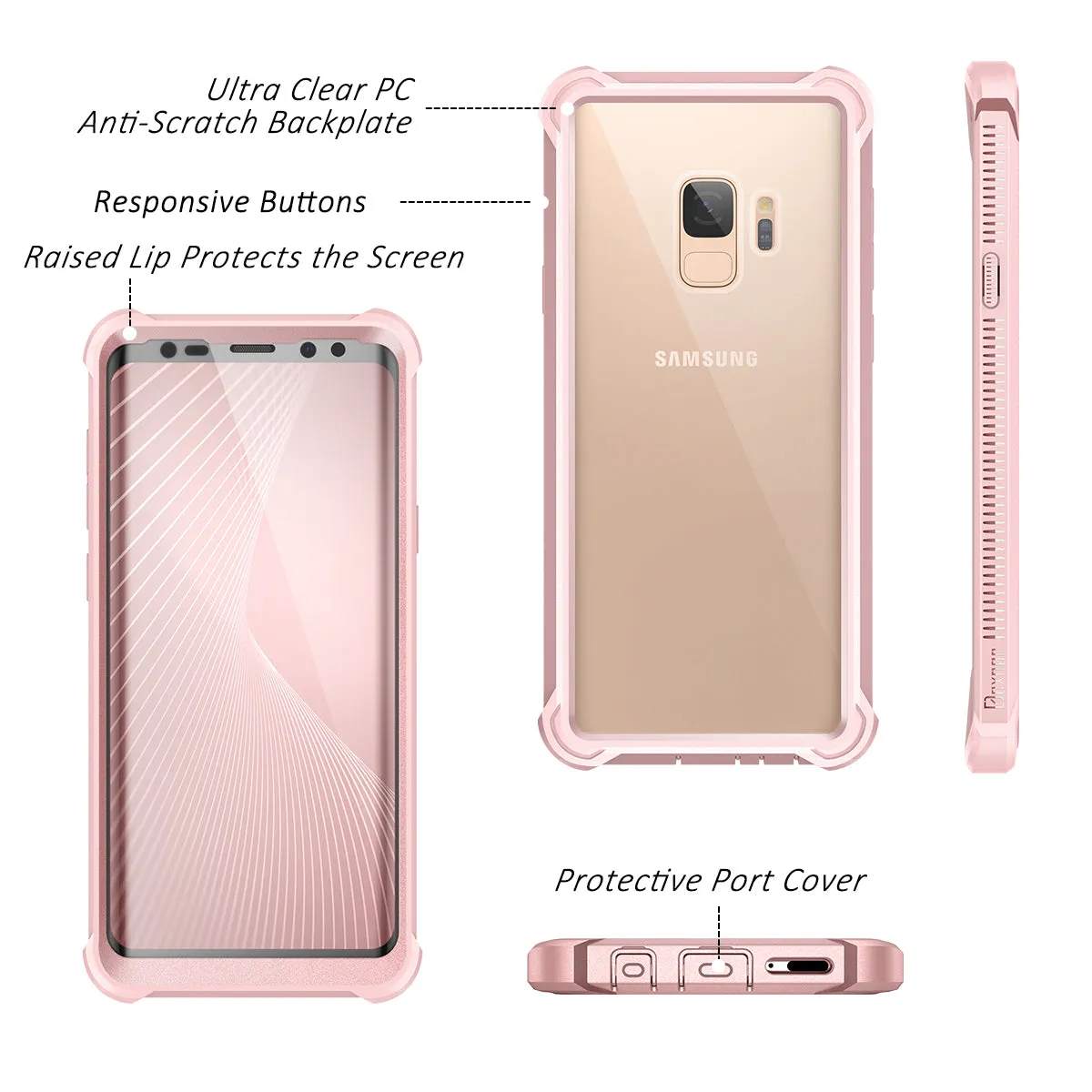 Dexnor Samsung Galaxy S9 cover rosa con pellicola antiurto