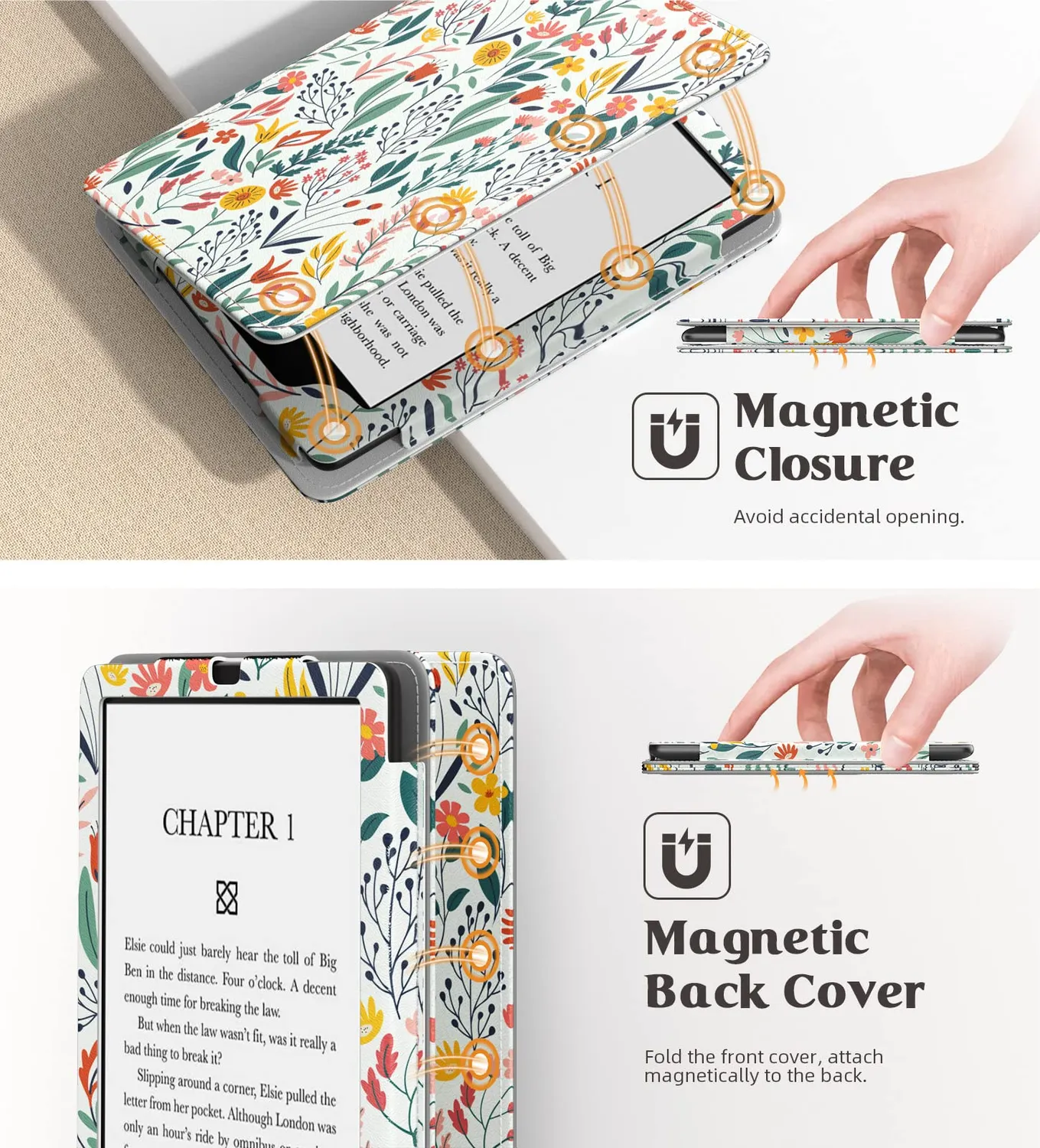 MoKo Cover Kindle Paperwhite 6,8" Fiori con stand