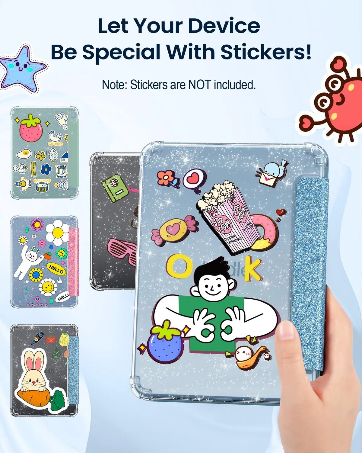 MoKo Custodia Kindle 12a Gen 6" Glitter Blu Chiaro TPU
