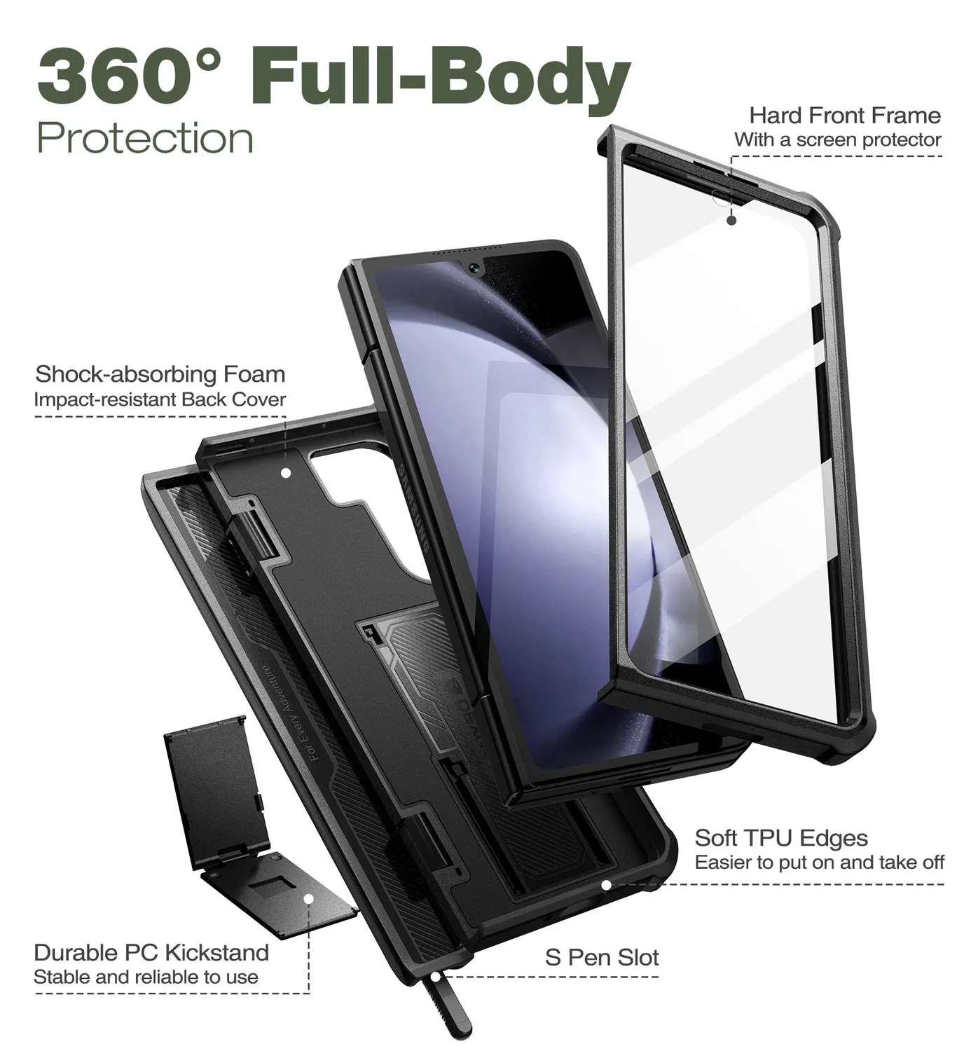 Dexnor Galaxy Z Fold 5 custodia nera rugged
