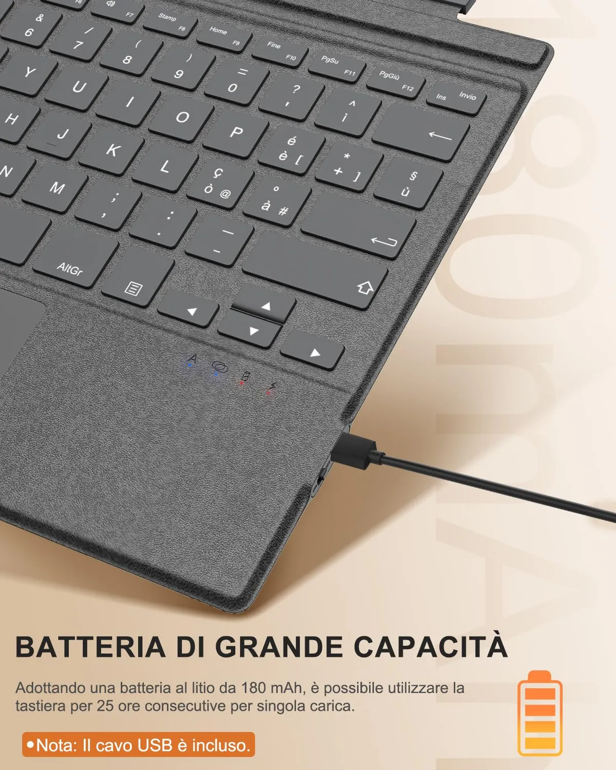MoKo Surface Pro 7/6/5/4/3 tastiera italiana bluetooth grigio