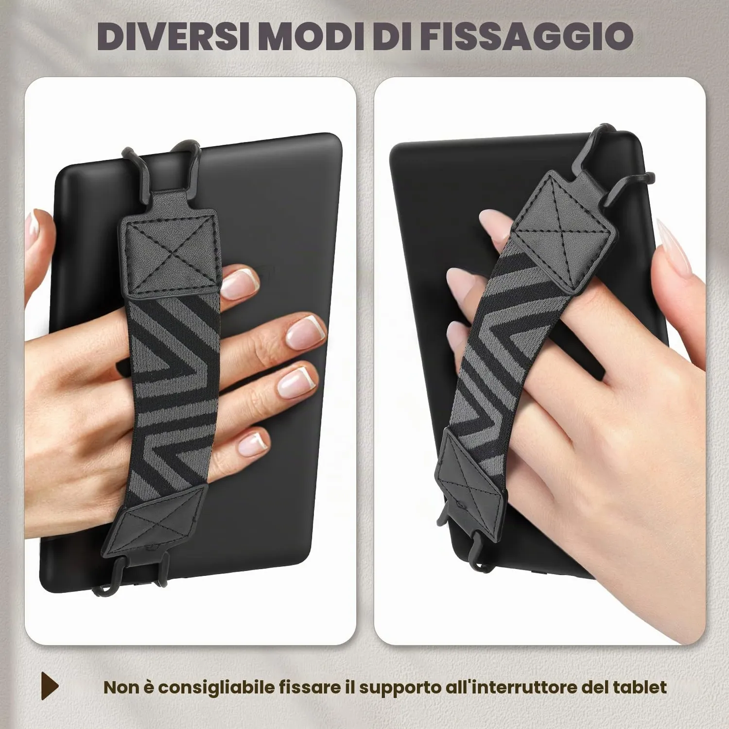 MoKo Cinturino mano tablet 6-8 pollici nero elasticizzato