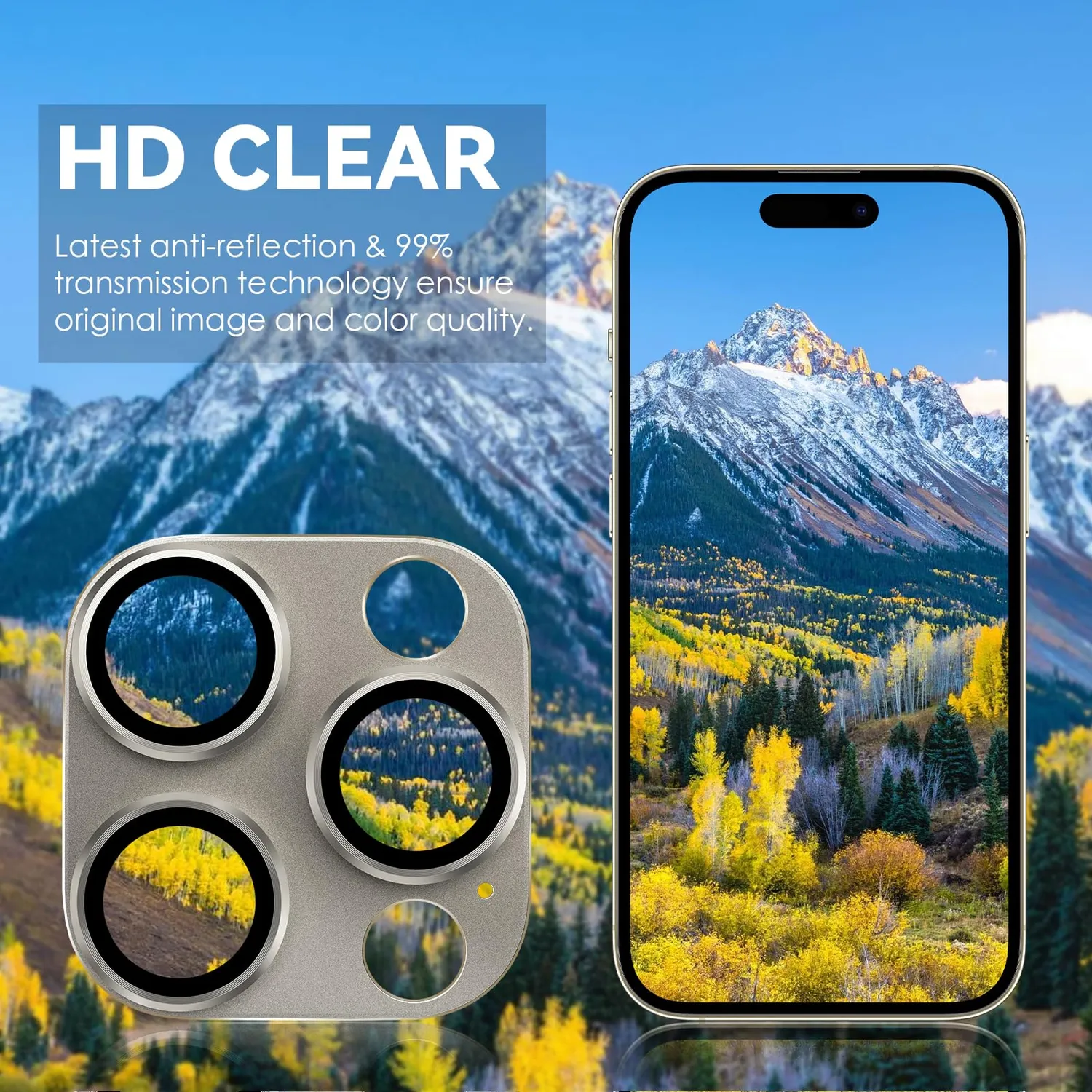CloudValley iPhone 15 Pro pellicola fotocamera oro 2 pezzi