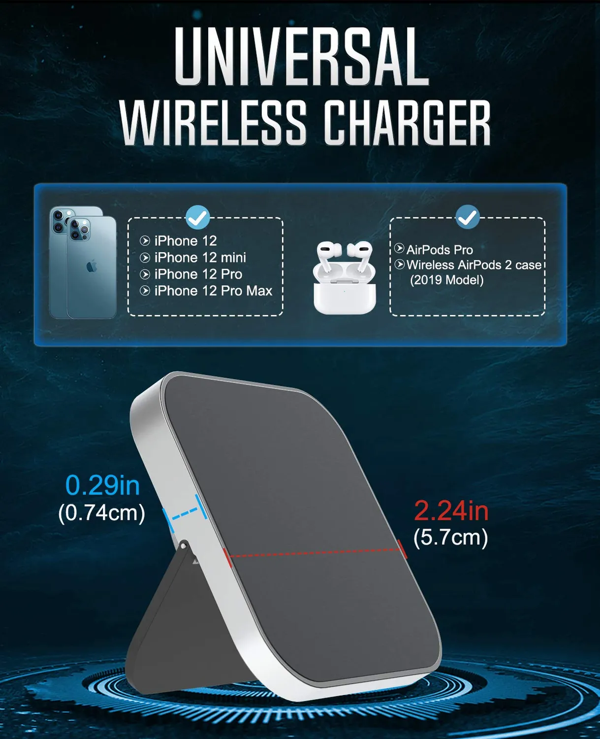 MoKo MagSafe iPhone caricatore wireless magnetico 15W pieghevole
