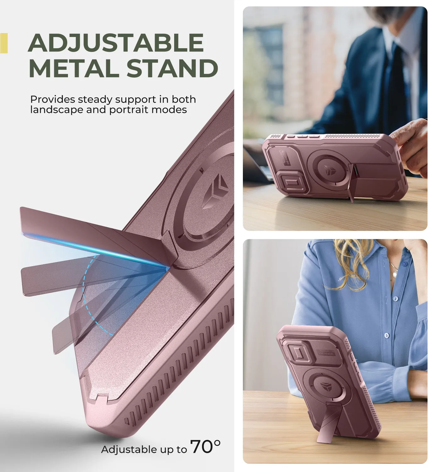 Dexnor cover iPhone 16 rosa MagSafe con stand