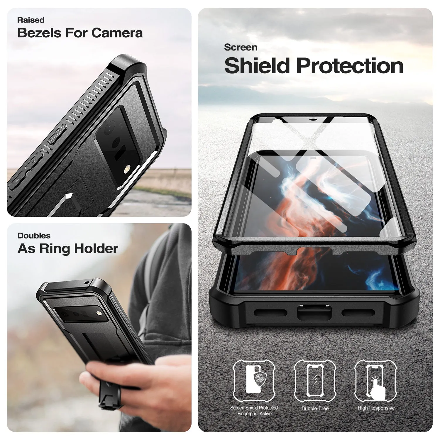 Dexnor Pixel 6 Pro 5G custodia rugged nera antishock