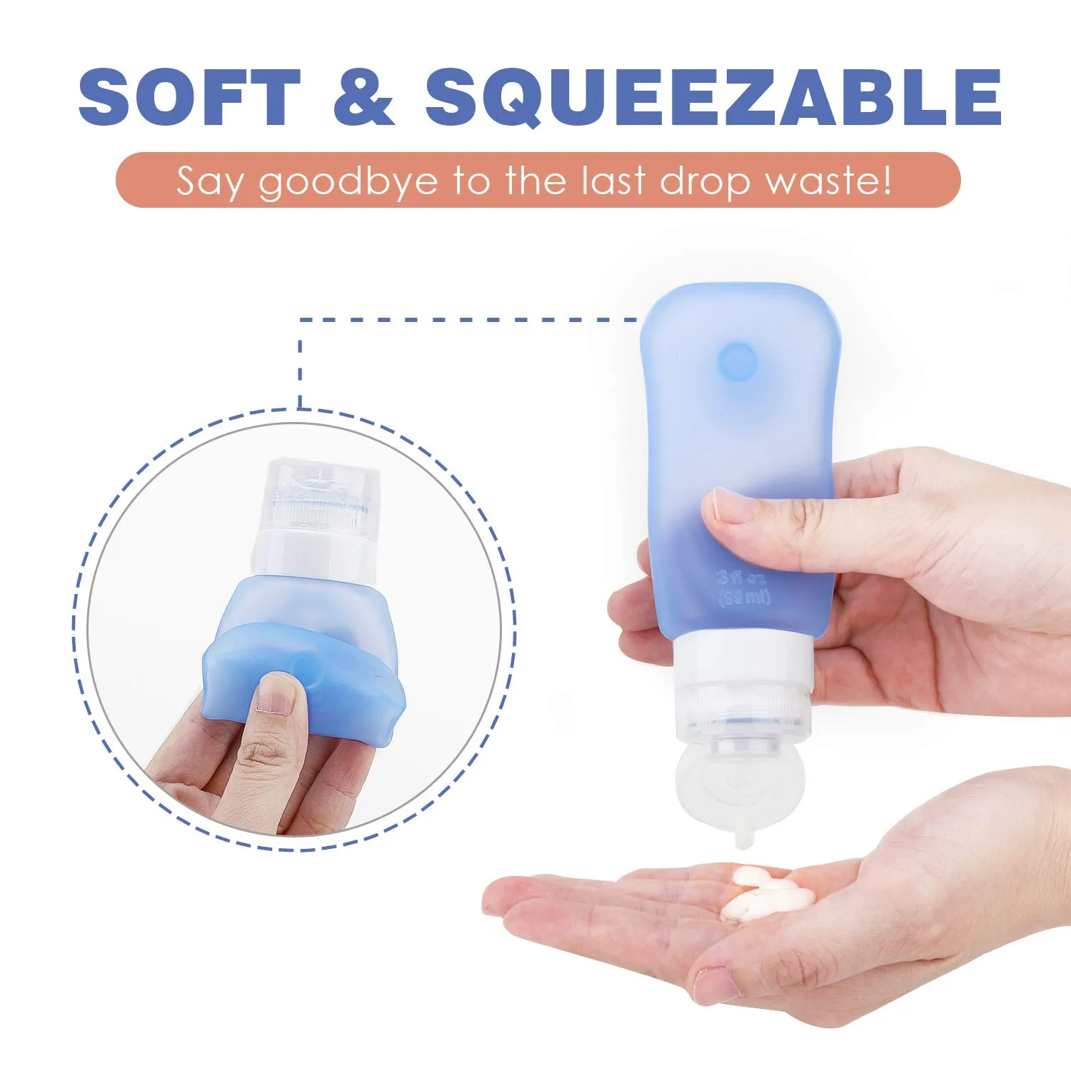 MoKo bottiglie viaggio silicone 89 ml set 4 pezzi BPA free
