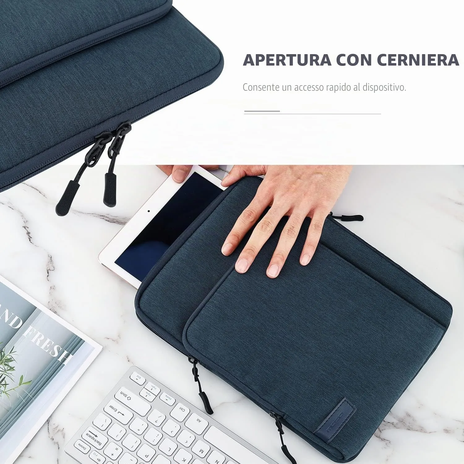MoKo Borsa Tablet 9-11 Custodia Indaco Tasca Cerniera