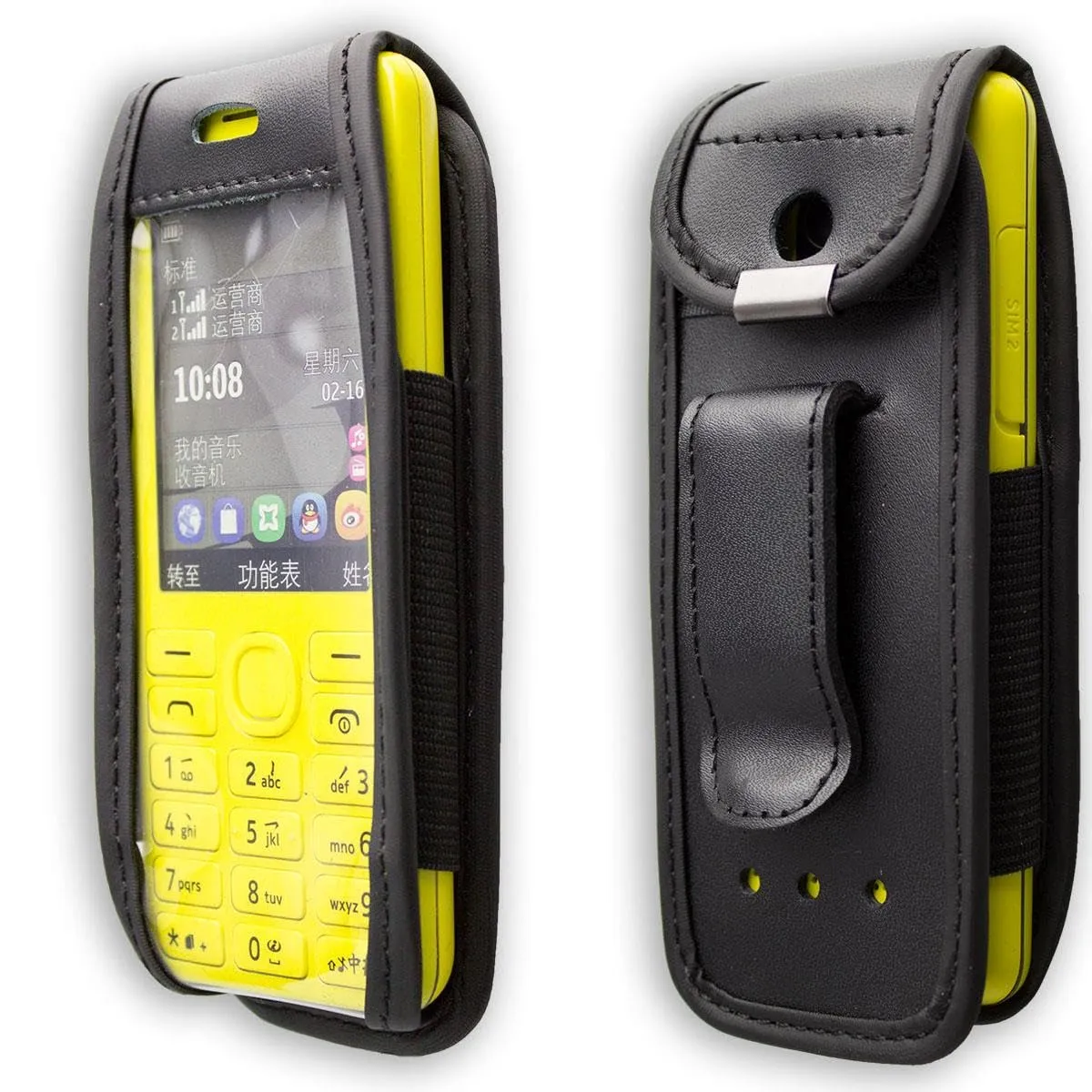 caseroxx Nokia 206 Borsello pelle nero da cintura