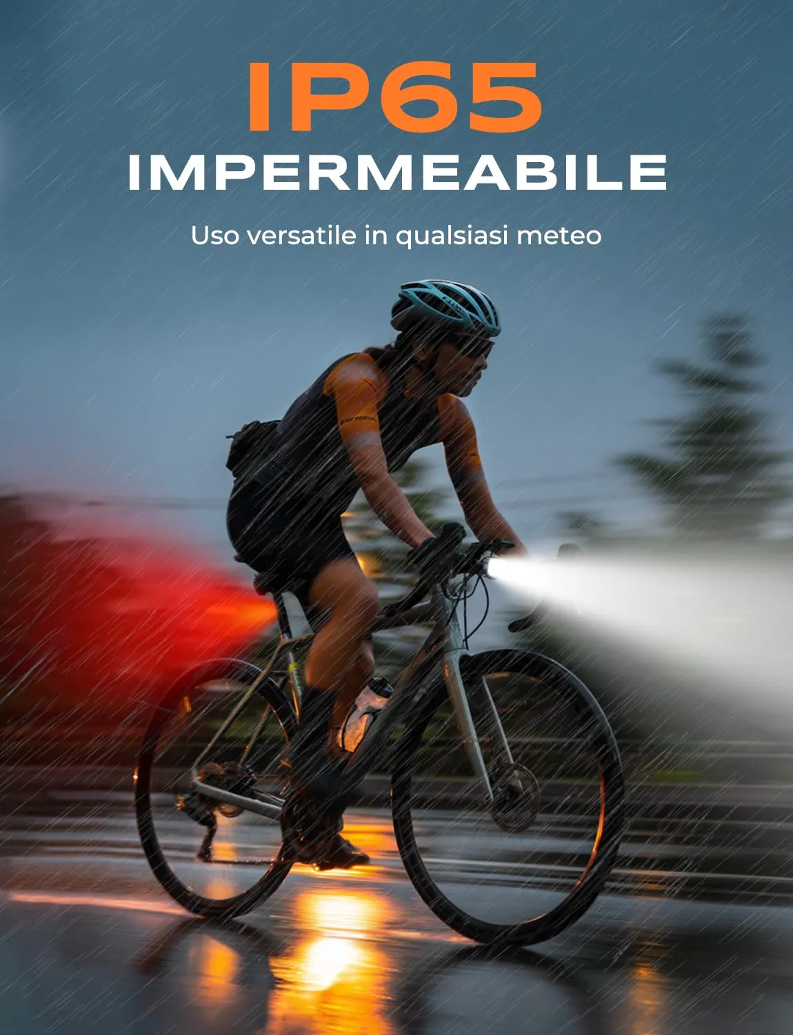 EOIWUY luci bici LED anteriore+posteriore USB-C 1 set IP65