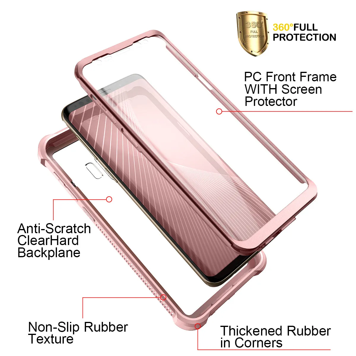 Dexnor Samsung Galaxy S9 cover rosa con pellicola antiurto