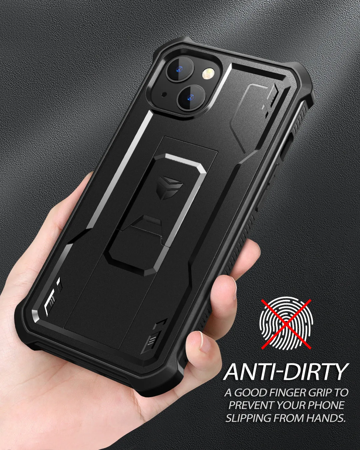 Dexnor iPhone 14/13 custodia nera con stand