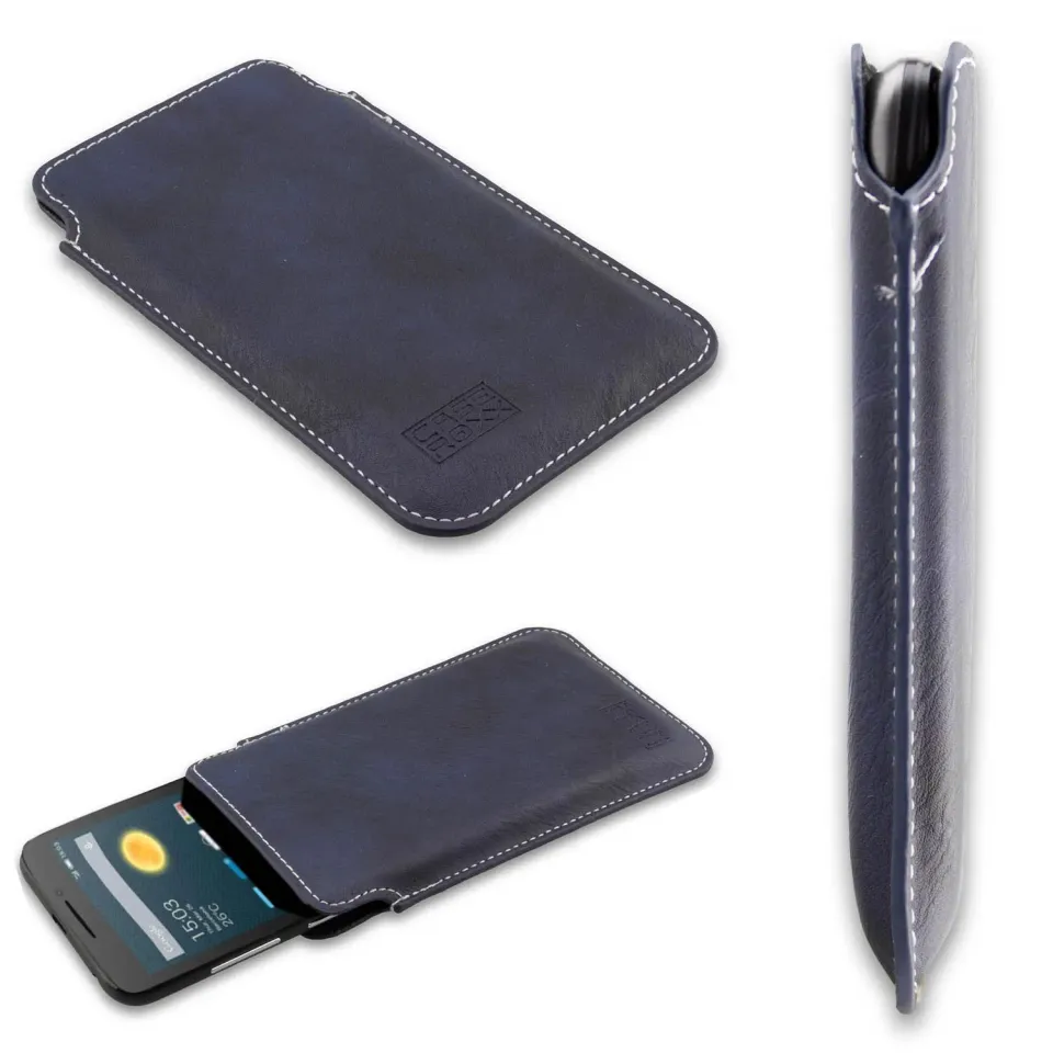 caseroxx Business-Line custodia Alcatel Pixi 3 4.5 azzurro finta pelle