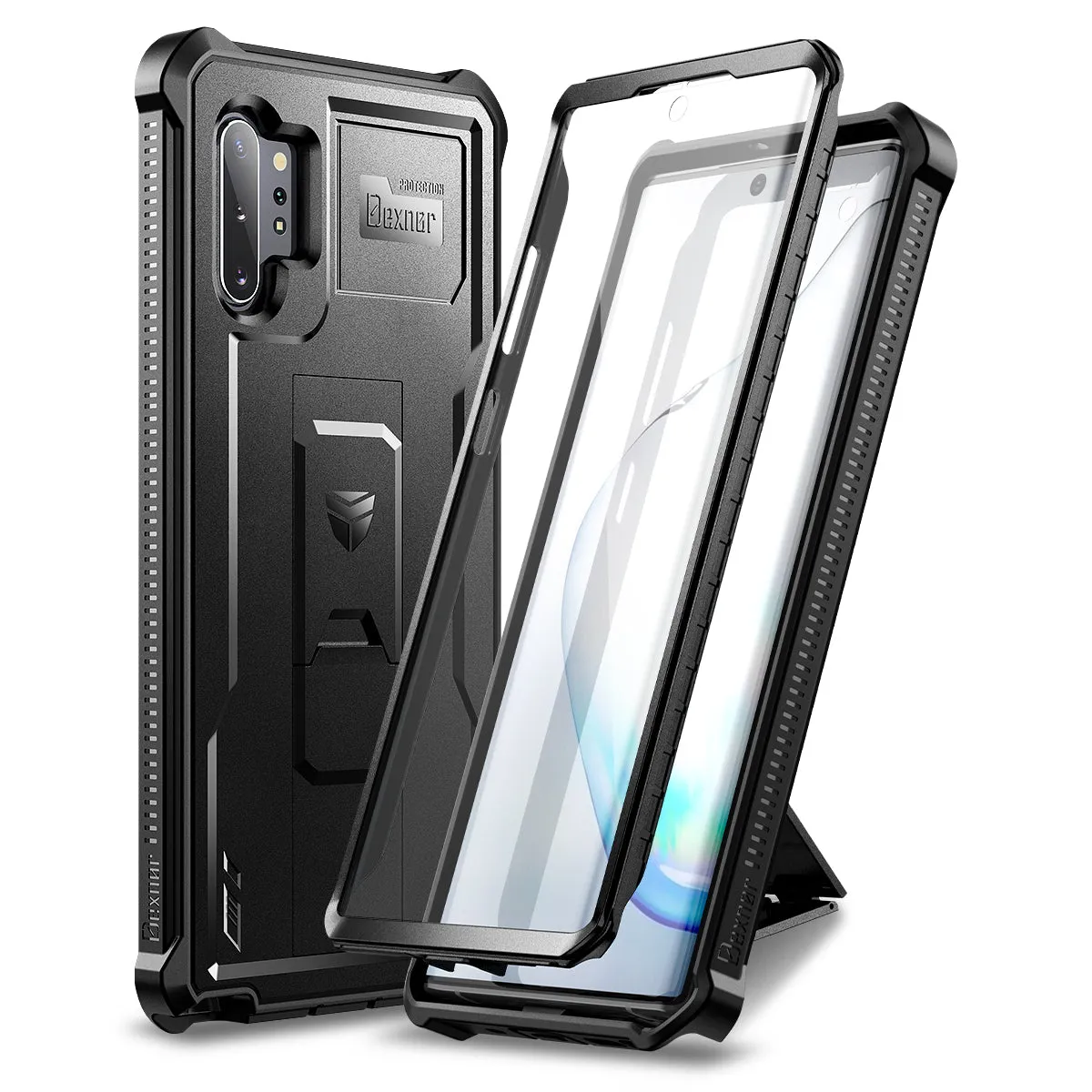 Dexnor Galaxy Note 10 Plus cover blu con stand vetro