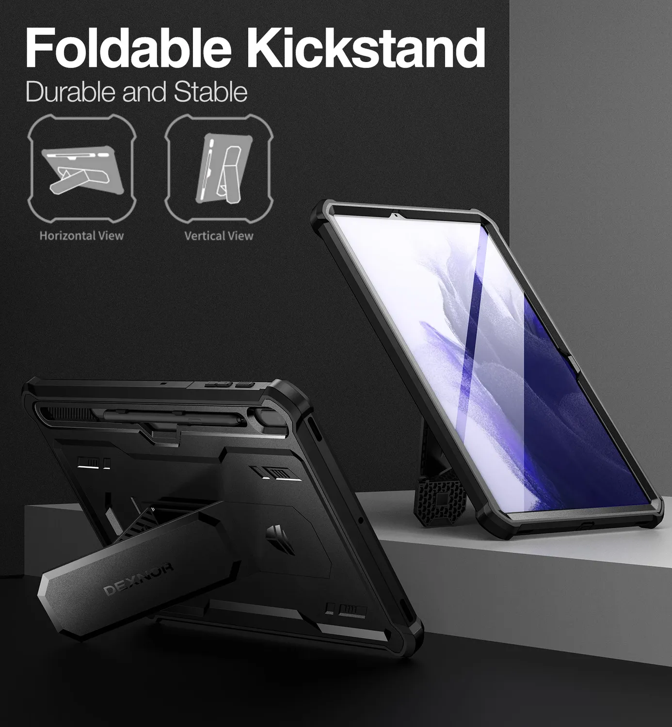 Dexnor Galaxy Tab S7 FE 12.4 custodia nera antiurto con penna