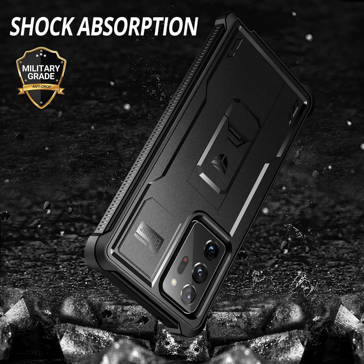 Dexnor Galaxy Note 20 Ultra cover rugged nera con pellicola