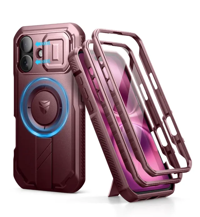 Dexnor Cover iPhone 16 Rossa MagSafe Antiurto Stand