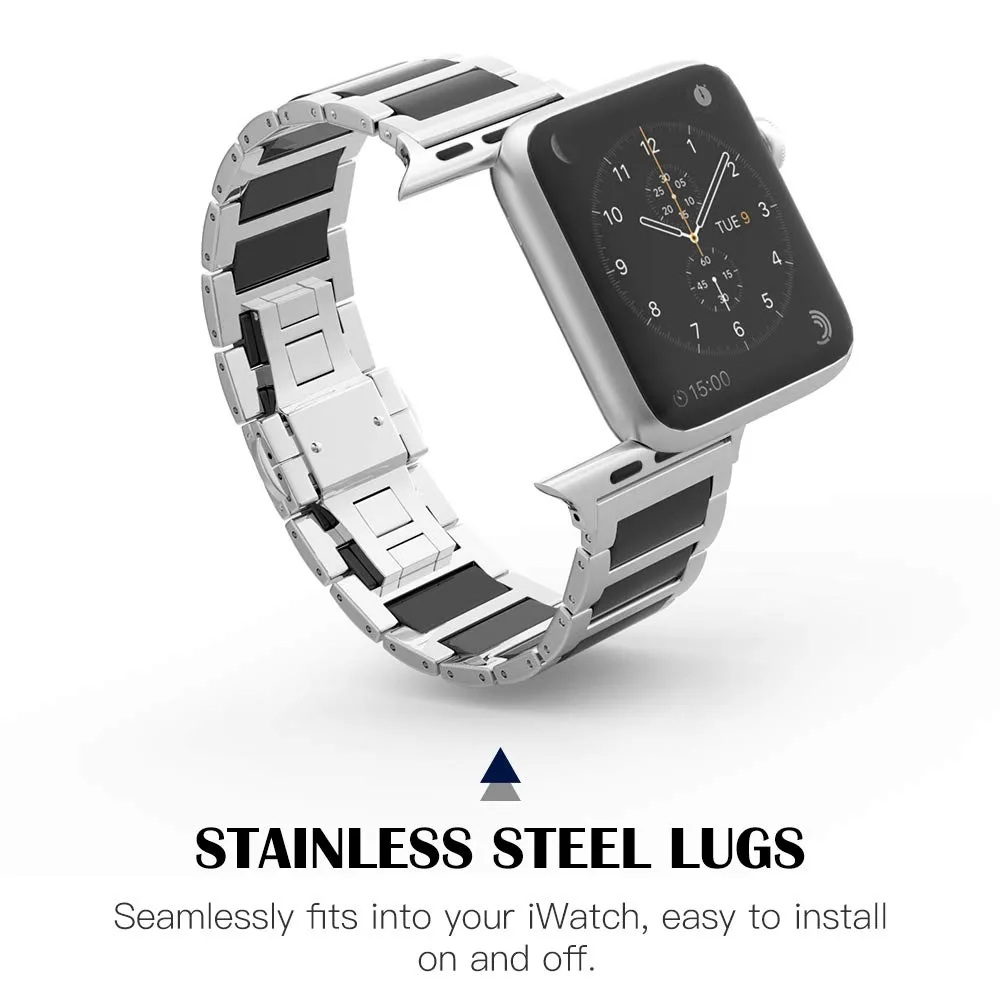 MoKo Apple Watch 42 44 45mm cinturino ceramica nero