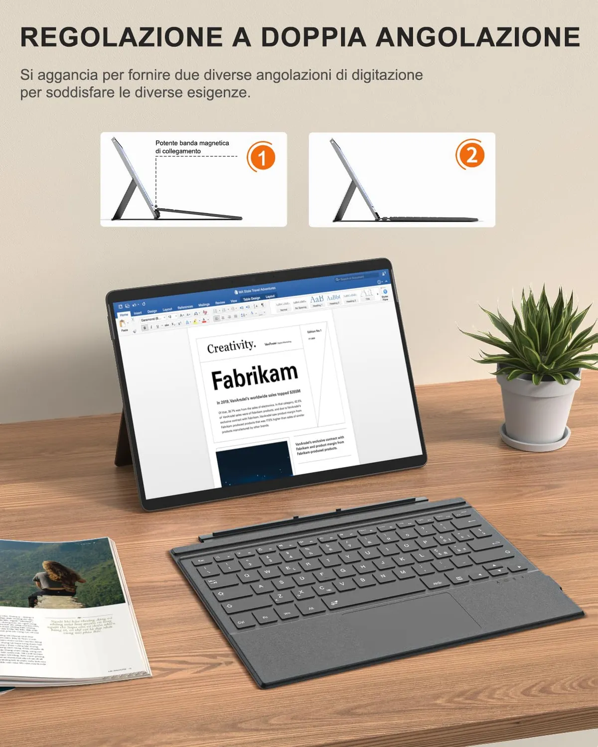 MoKo Surface Pro 7/6/5/4/3 tastiera italiana bluetooth grigio