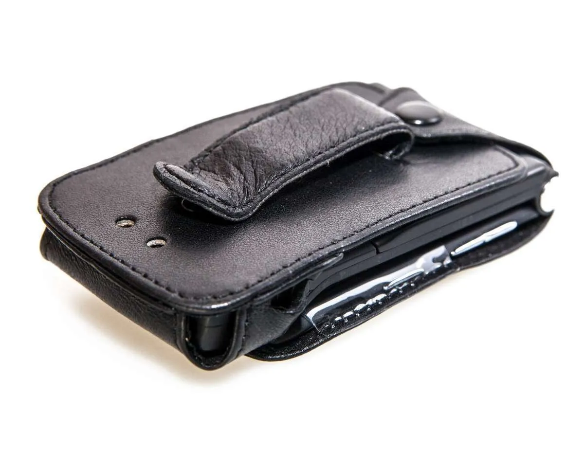 caseroxx Razr V3 Fodero Cintura Nero Vera Pelle