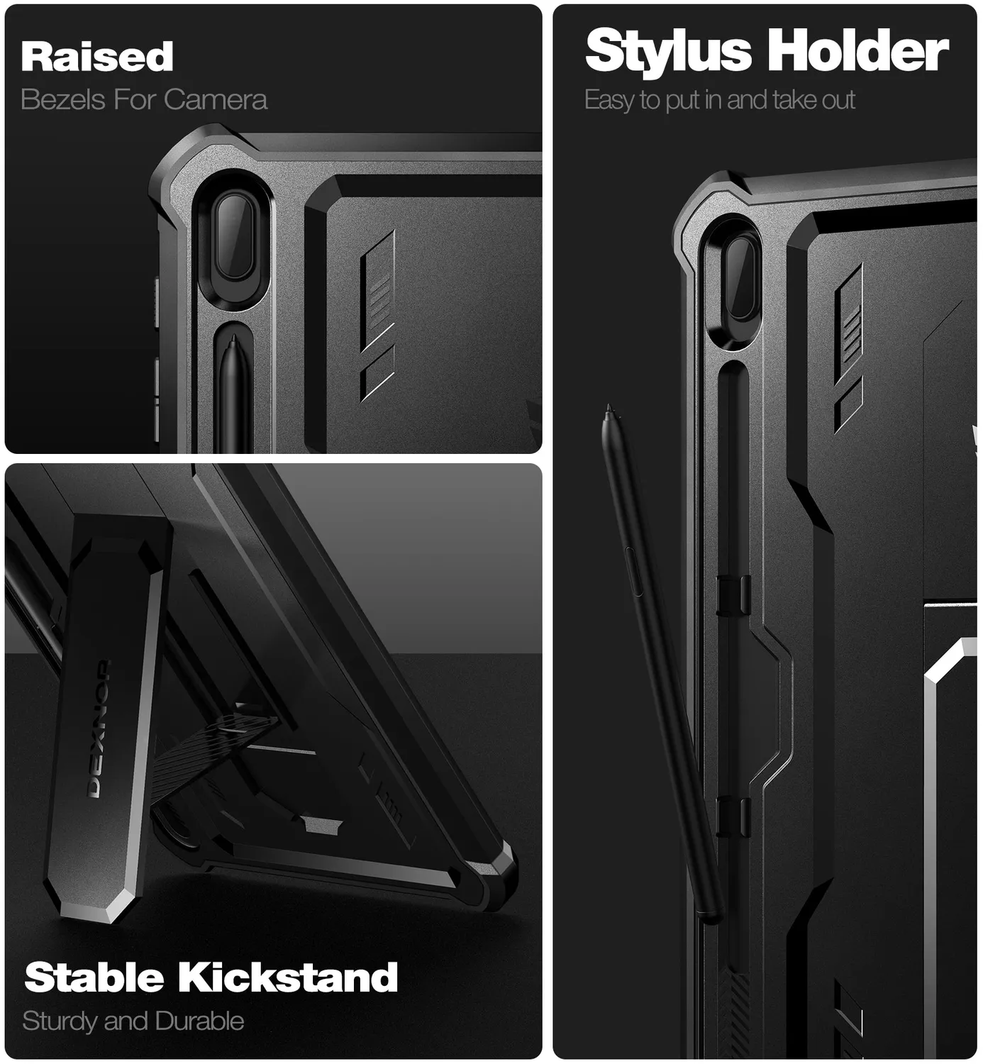 Dexnor Galaxy Tab S7 FE 12.4 custodia nera antiurto con penna