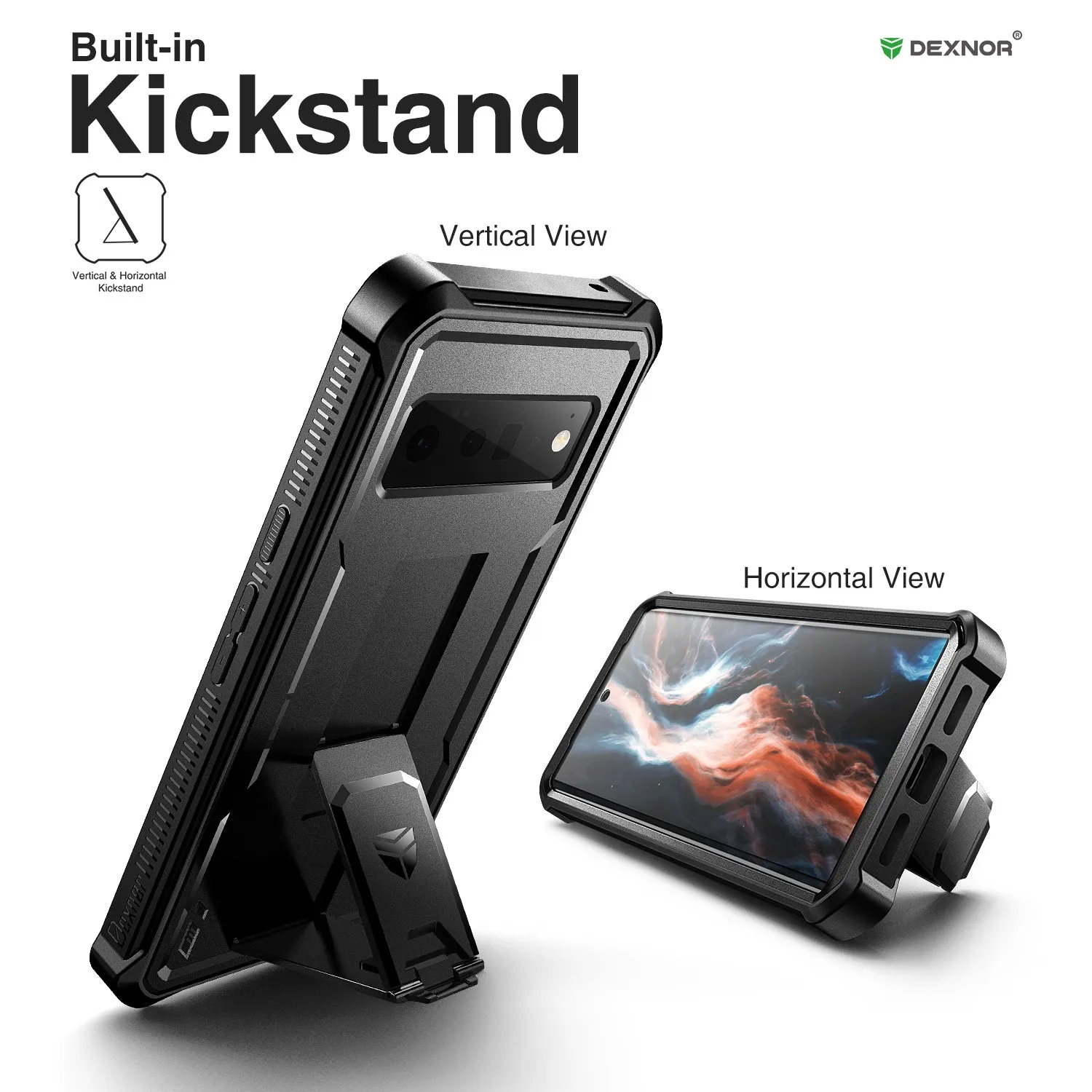 Dexnor Pixel 6 Pro 5G custodia rugged nera antishock