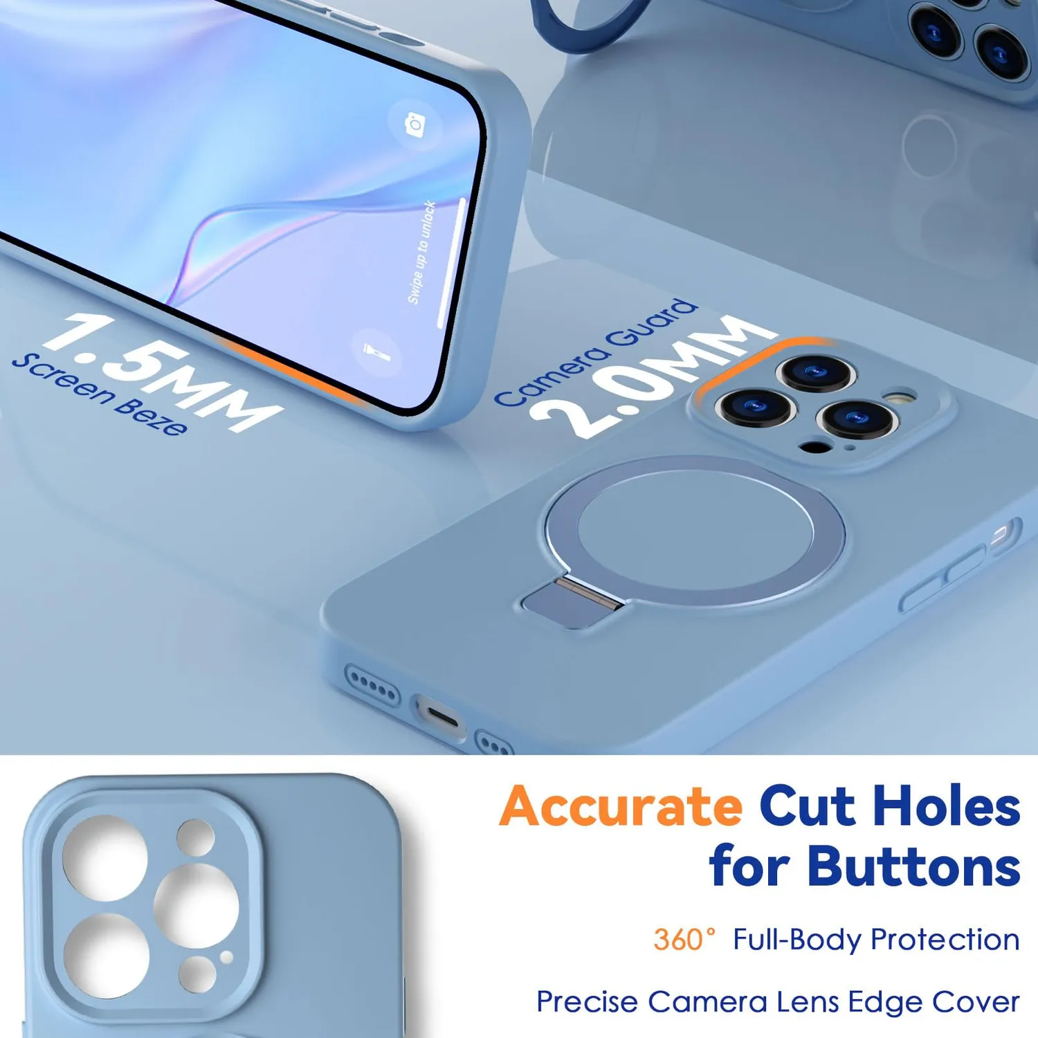 CloudValley Cover Magnetica iPhone 14 Pro Max custodia silicone blu chiaro
