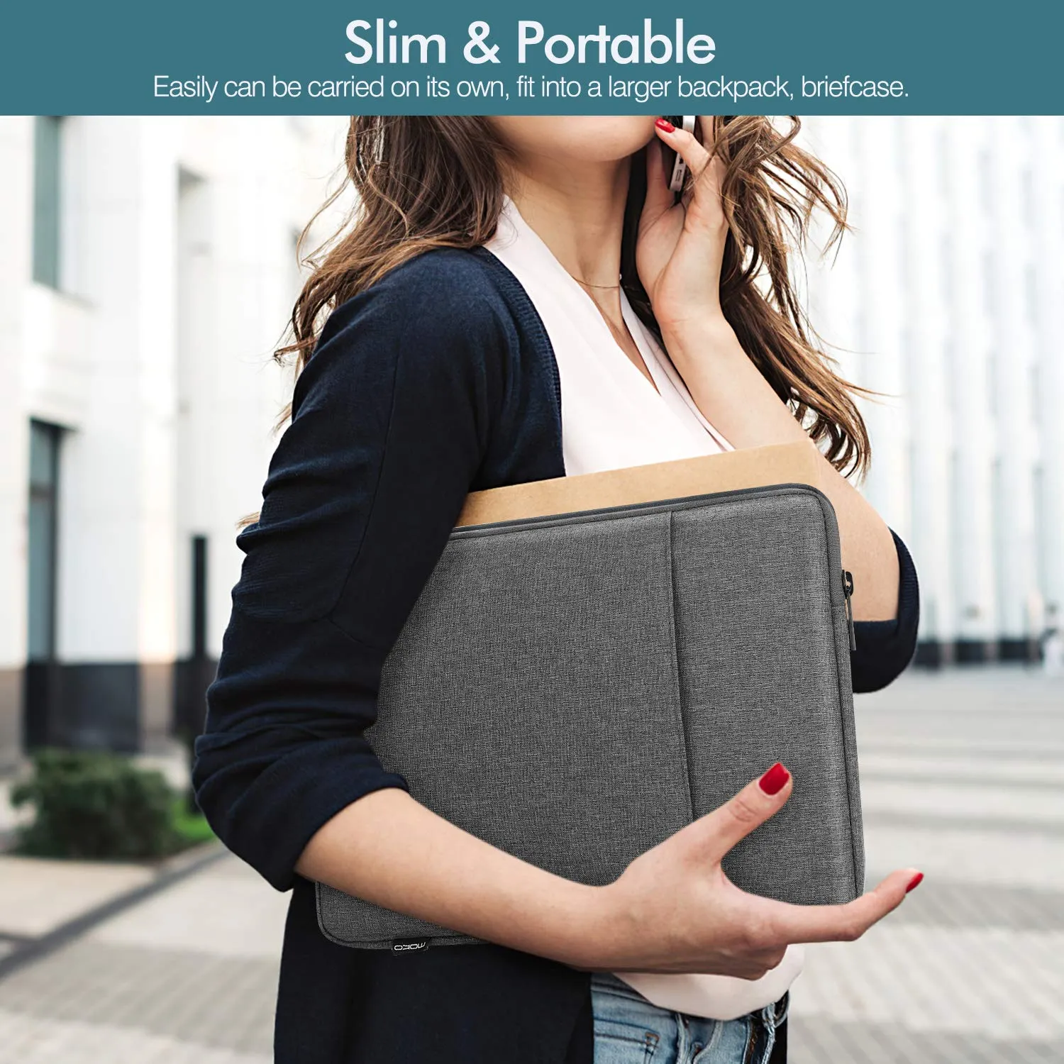 MoKo Custodia Tablet 9-11 Pollici Grigio Scuro Zip